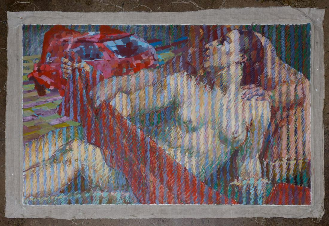 Adrian Moldovan (Romanian, b.1955) 'Diana's Bath' Oil: Adrian Moldovan (Romanian, b.1955) 'Diana's Bath' Oil on Canvas 2000, signed en verso, depicting a reclining female nude being bathed by a companion Condition: Very Good, no damage noted; light dirt a