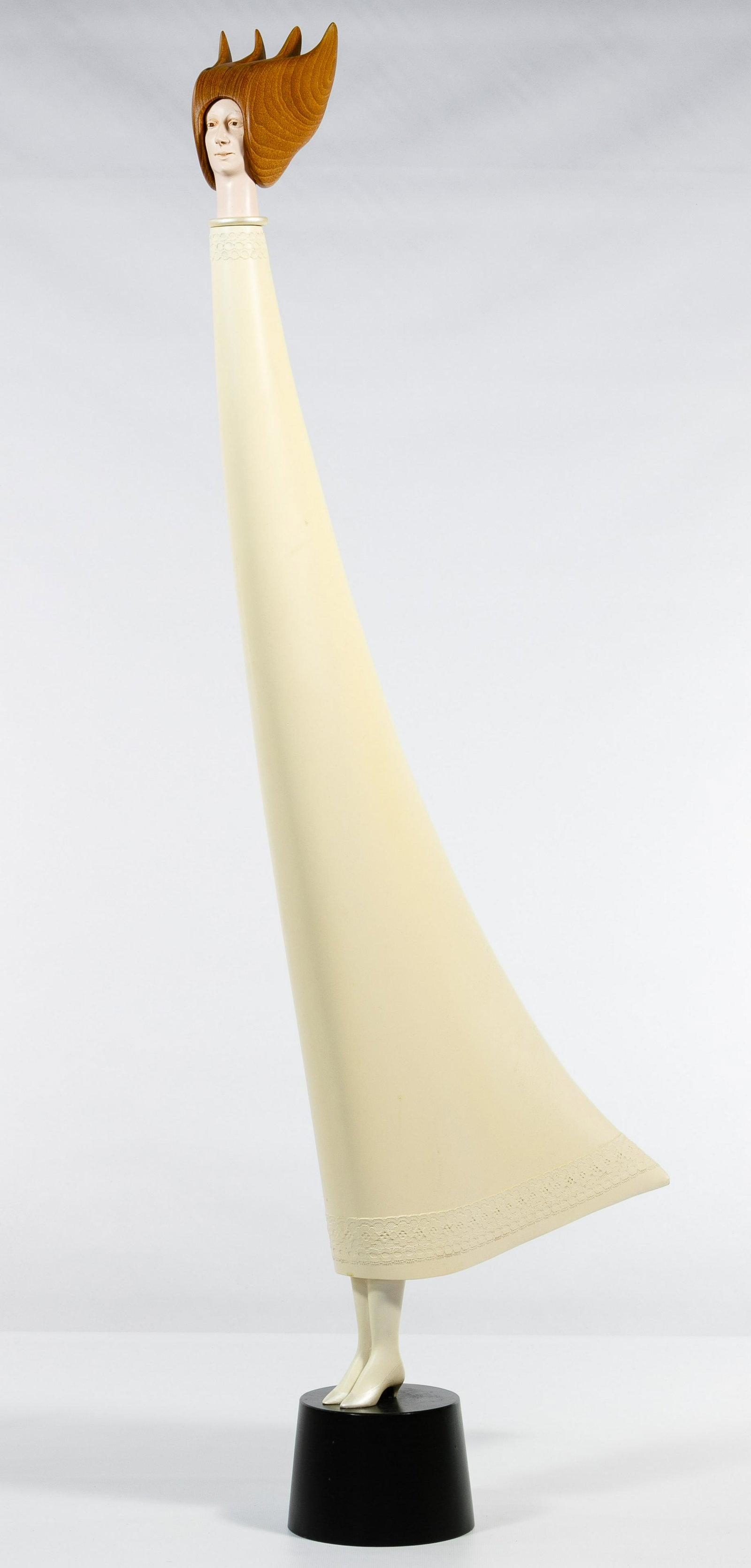 James W. Eaton (American, 20th Century) 'White Lace': James W. Eaton (American, 20th Century) 'White Lace' Sculpture 1987, signed and dated on sculpture underside, polychrome, wood and marble sculpture mounted on an aluminum base; including provenance: E