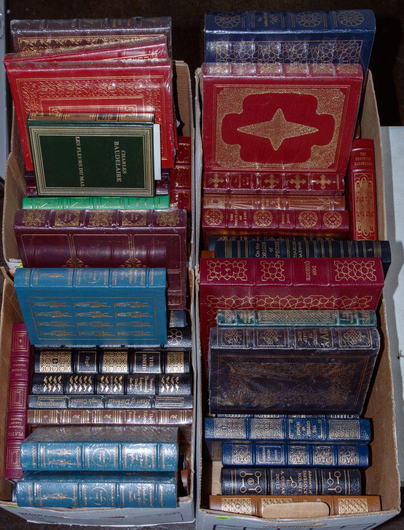 Easton Press Leather Bound Books Assortment: Easton Press Leather Bound Books Assortment Fifty-two leather bound illustrated classics with twenty retaining original shrink wrap, including 'The Iliad' by Homer, 'The Red and the Black' by Stendahl