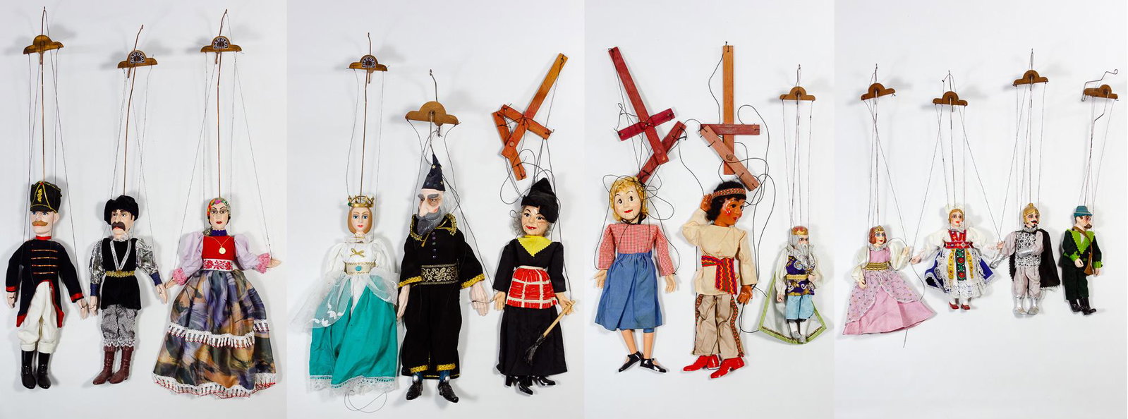 Marionette Puppet Assortment: Marionette Puppet Assortment Thirteen items including ten porcelain having hand-made costumes from Czechoslovakia with three marked 'Gaudeo Praque'; three Hazelle made of hard plastic with costumes an
