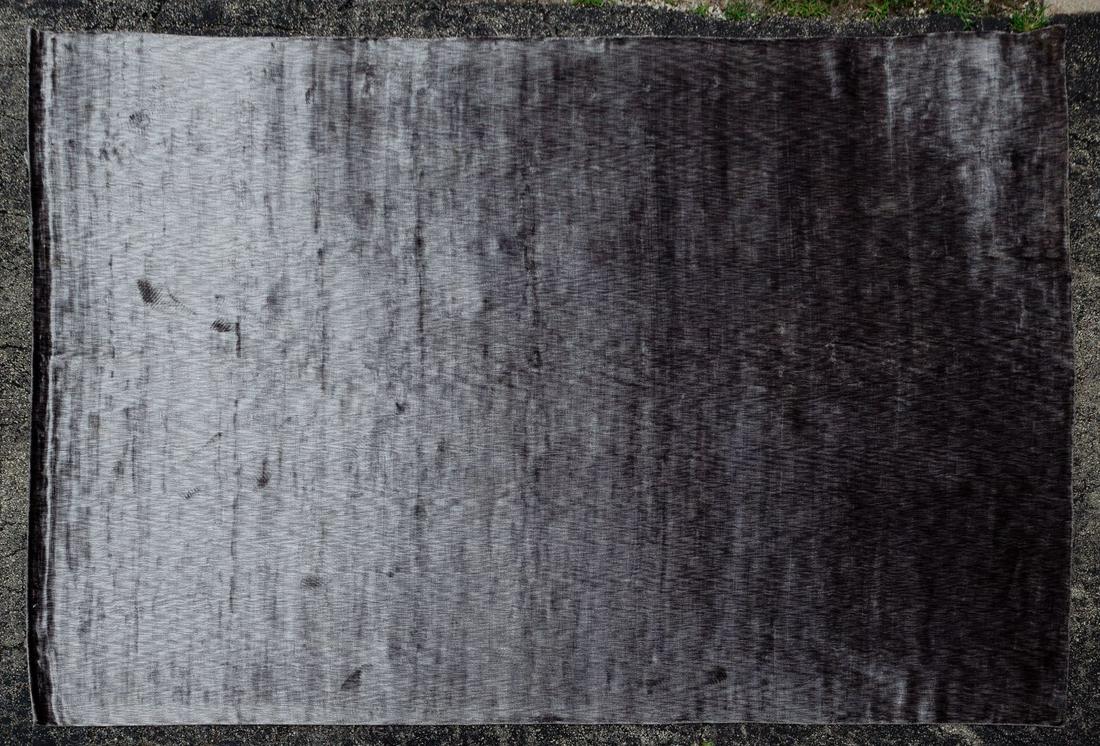 Marlowe 'Frieze' Area Rug: Marlowe 'Frieze' Area Rug Viscose, changing hues of gray; provenance: Oak Park, Illinois collector Condition: Very Good, overall light wear Length: 162 inches, Width: 114 inches Category: Decorative A