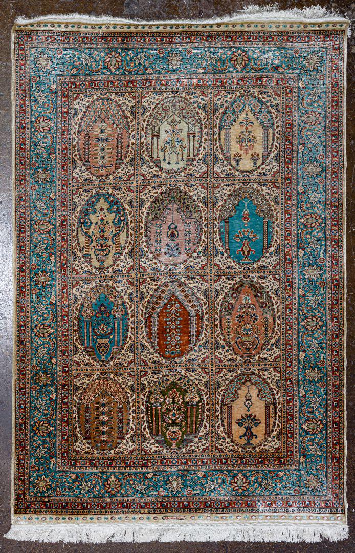 Turkish Mercerized Cotton and Silk Rug (1 of 9)