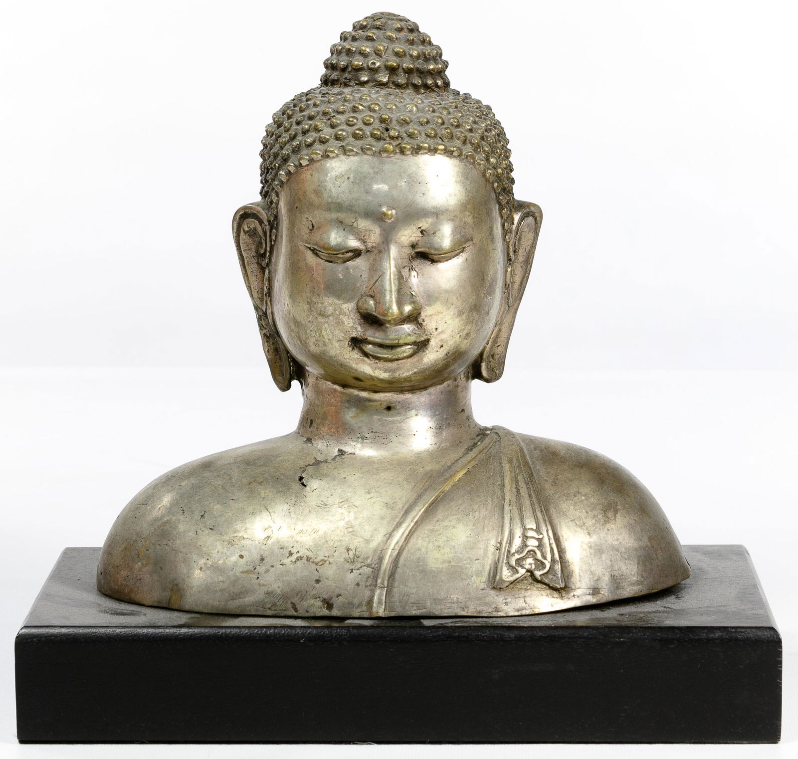 Buddha Silverplated Bronze Bust (1 of 5)