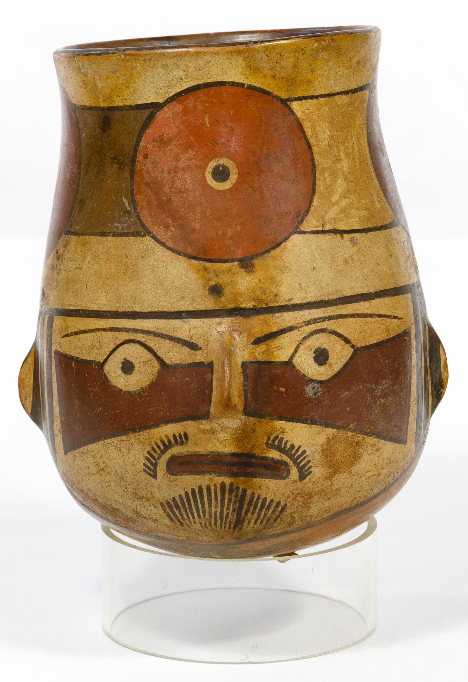Pre-Columbian Polychrome Face Vessel (1 of 6)