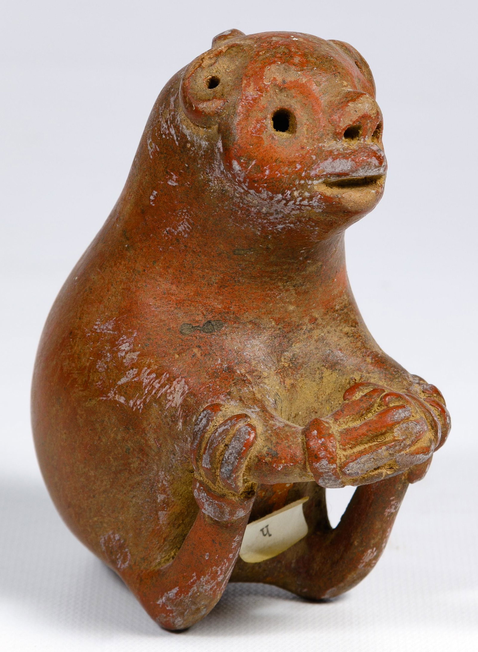 Pre-Columbian Vicus Sloth Figurine: Pre-Columbian Vicus Sloth Figurine 200 B.C.E. - C.E. 600 VicÃºs culture, Peru, figurine depicting a sloth; provenance: Chicago, Illinois estate Condition: Very Good, a few minor scuffs; no chips or 