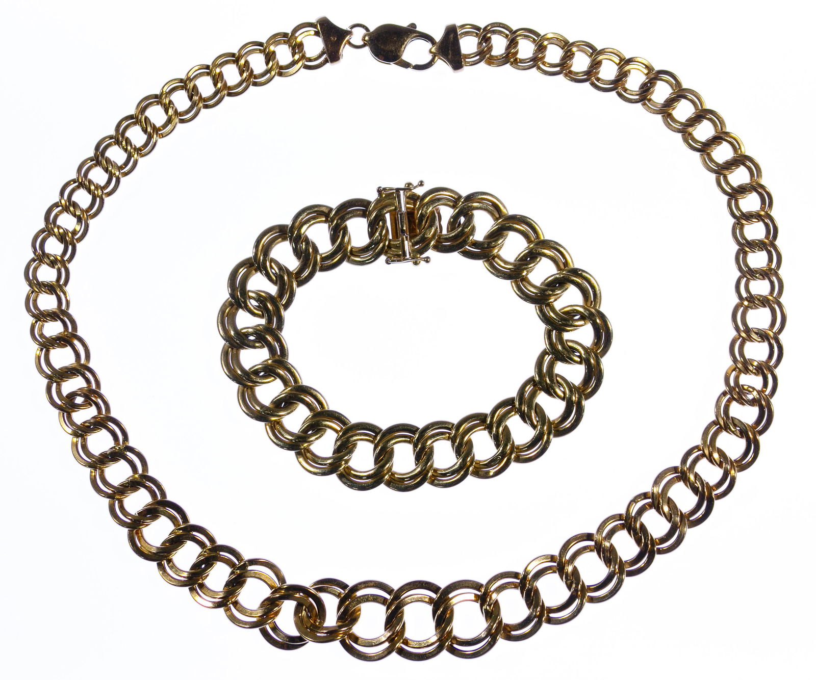 14k Gold Double Link Necklace and Bracelet (1 of 1)