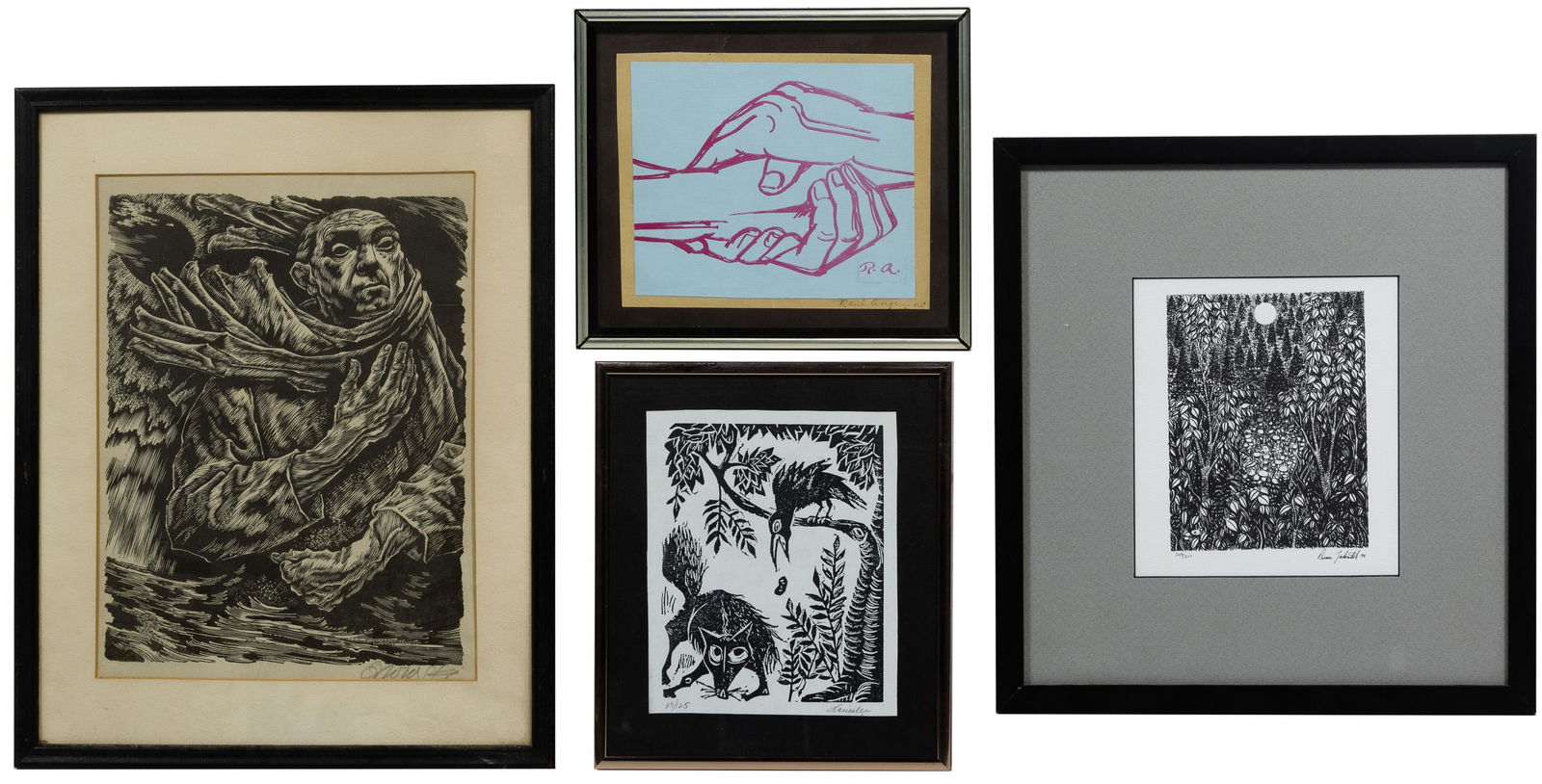 Hans Orlowski (German, 1894-1967): Hans Orlowski (German, 1894-1967) 'Head of a Man' Woodcut Print 1947, signed lower right, depicting a male figure wearing a scarf, pulled from 'Prolog I : Portfolio of Contemporary German Drawings and