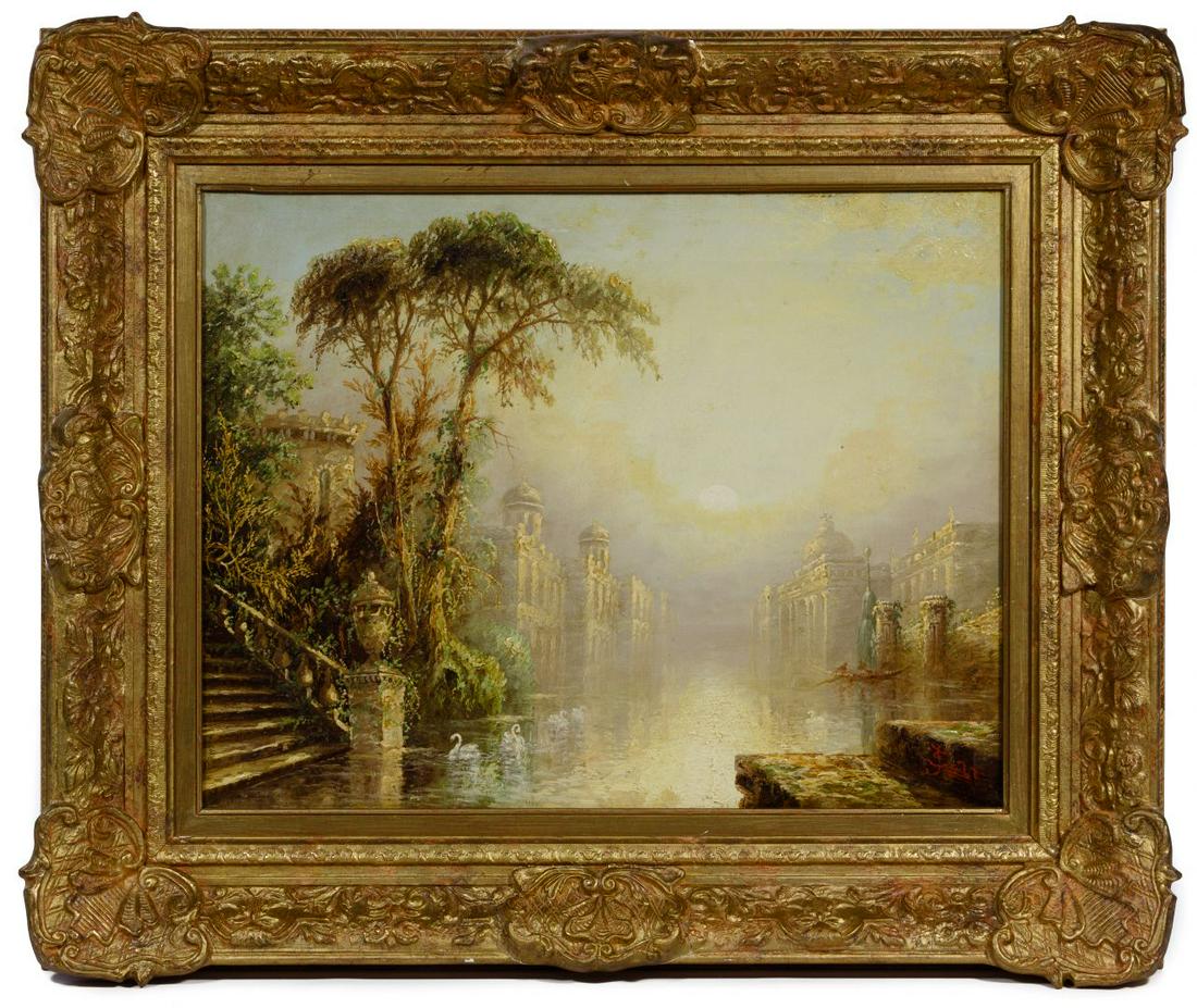 James Salt (English, 1850-1903) Oil on Canvas: James Salt (English, 1850-1903) Oil on Canvas Undated, signed lower right, depicting a view of Venice, in an elaborate gold tone wood frame; property from a Chicago, Illinois collector Condition: Very