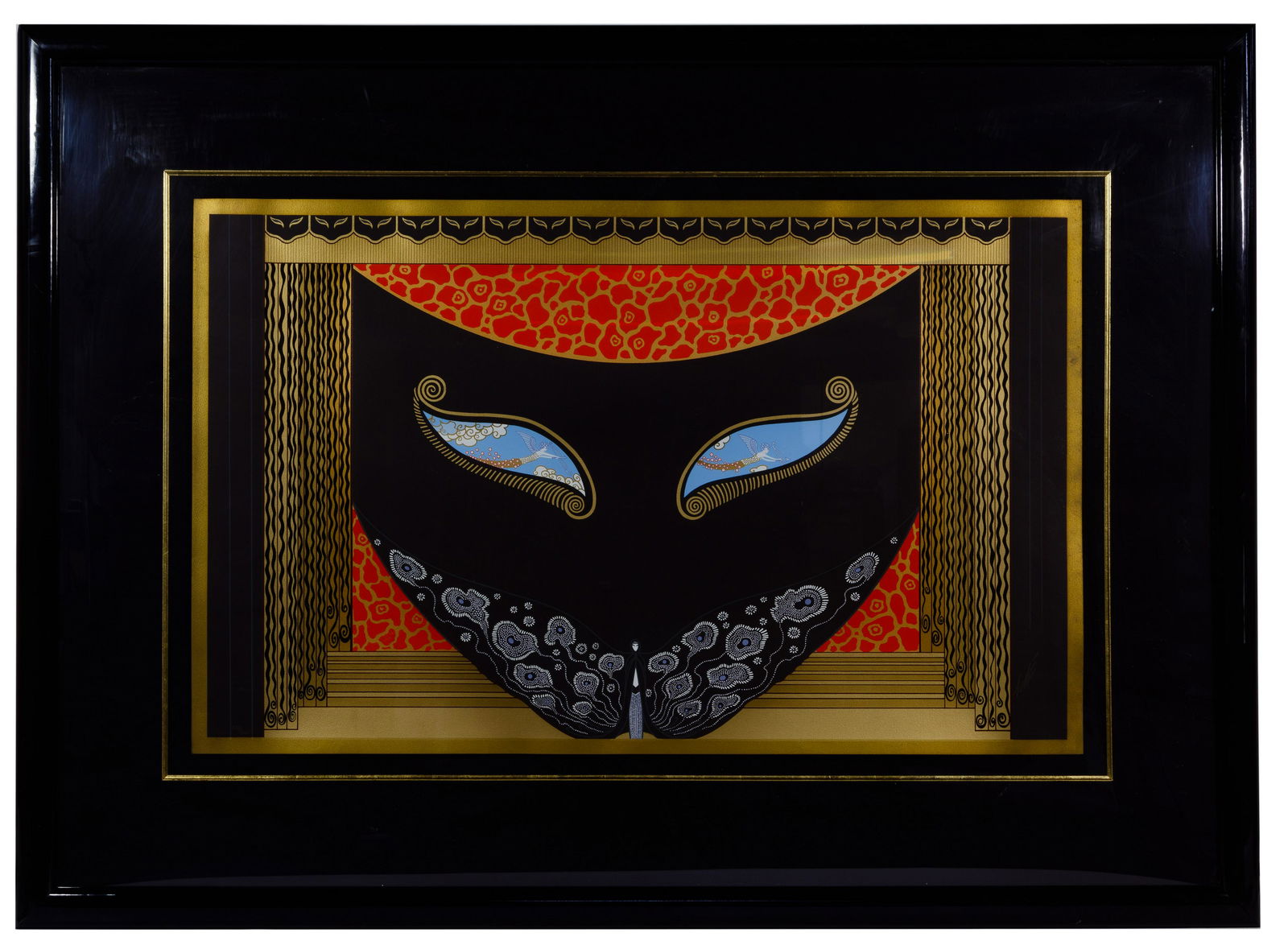 Erte (Romain de Tirtoff) (Russian / French, 1892-1990): Erte (Romain de Tirtoff) (Russian / French, 1892-1990) 'Eyes of Love' Serigraph Undated, signed lower right, #273/300 lower left, depicting a central figure wearing a cape in the form of a mask, from