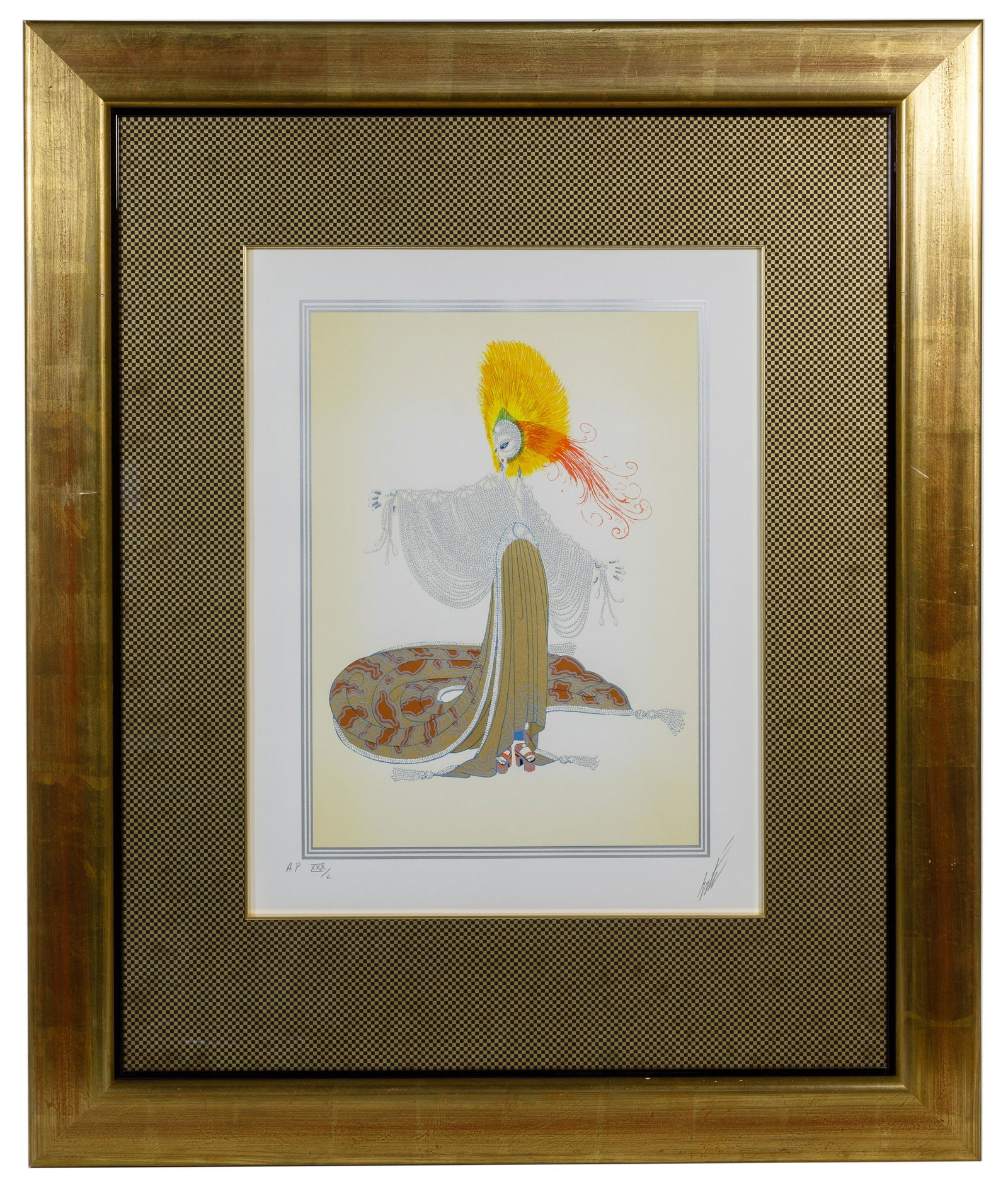 Erte (Romain de Tirtoff) (Russian / French, 1892-1990): Erte (Romain de Tirtoff) (Russian / French, 1892-1990) 'L'Orientale' Serigraph Undated, signed lower right, A.P. XXX/L lower left, matted in a gilt wood frame under glass; property from a Highland Par