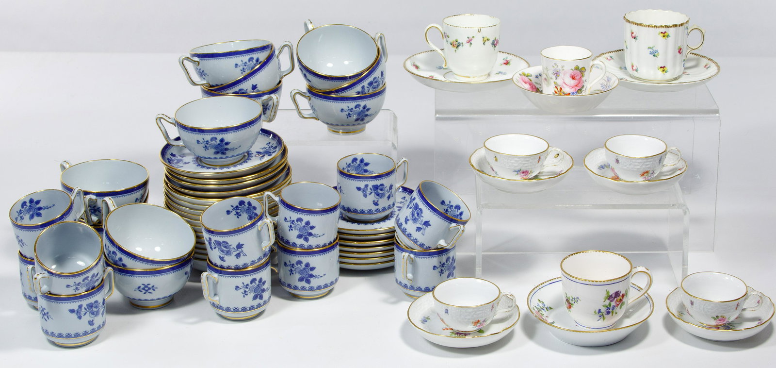 Copeland Spode for Tiffany & Co.: Copeland Spode for Tiffany & Co. 'Gloucester' Partial China Service Including (11) demitasse cups, (12) demitasse saucers, (12) cups and (12) saucers; together with an assortment of eight cups and sau