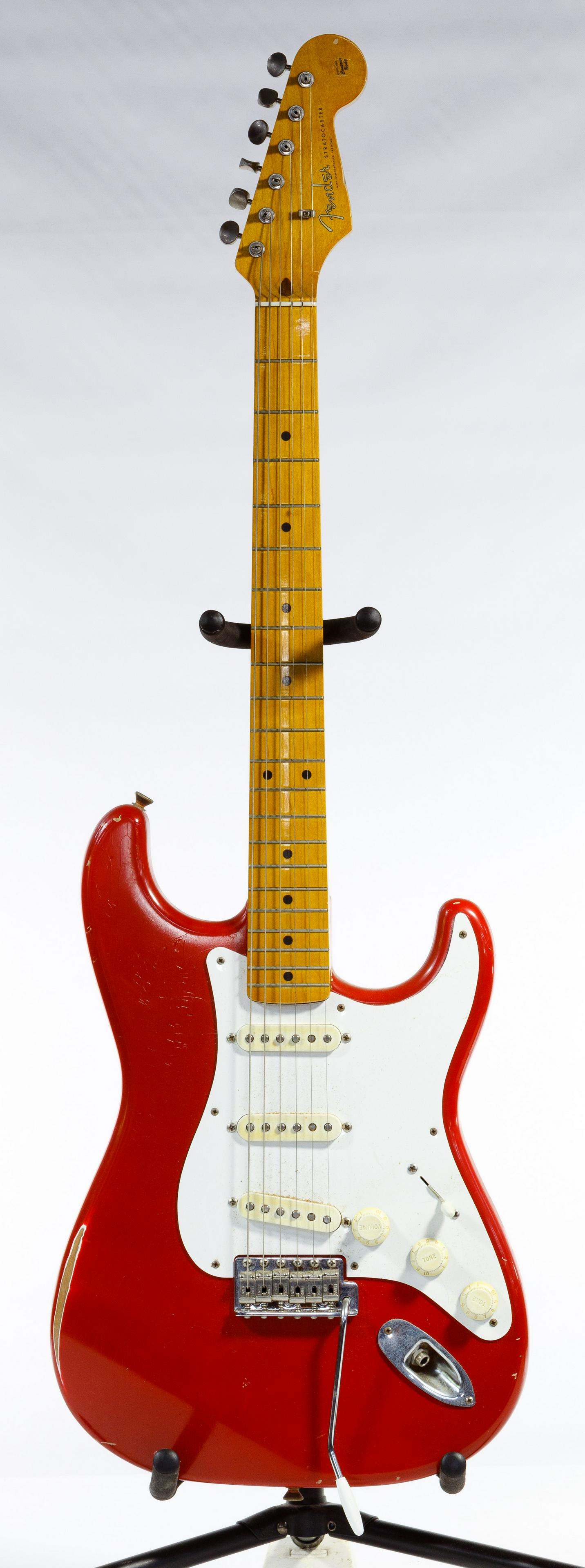 Fender Stratocaster Style Dakota Red Electric Guitar: Fender Stratocaster Style Dakota Red Electric Guitar Serial #60547; body and neck are replacements from AllParts; together with a Diamond case; property from a Waukegan, Illinois estate Condition: Goo