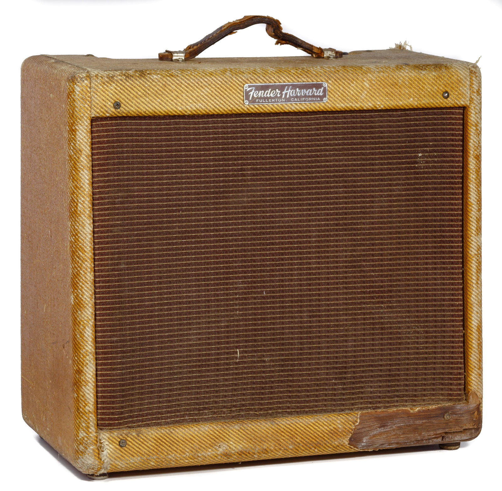 Fender 1957 5F10 Harvard Amplifier: Fender 1957 5F10 Harvard Amplifier Serial #HOO-317, having a narrow panel tweed cabinet, 110 volts, 60 watts, three tubes, a Jensen P10R 10-inch speaker, fuse knob, on / off switch, tone and volume kn
