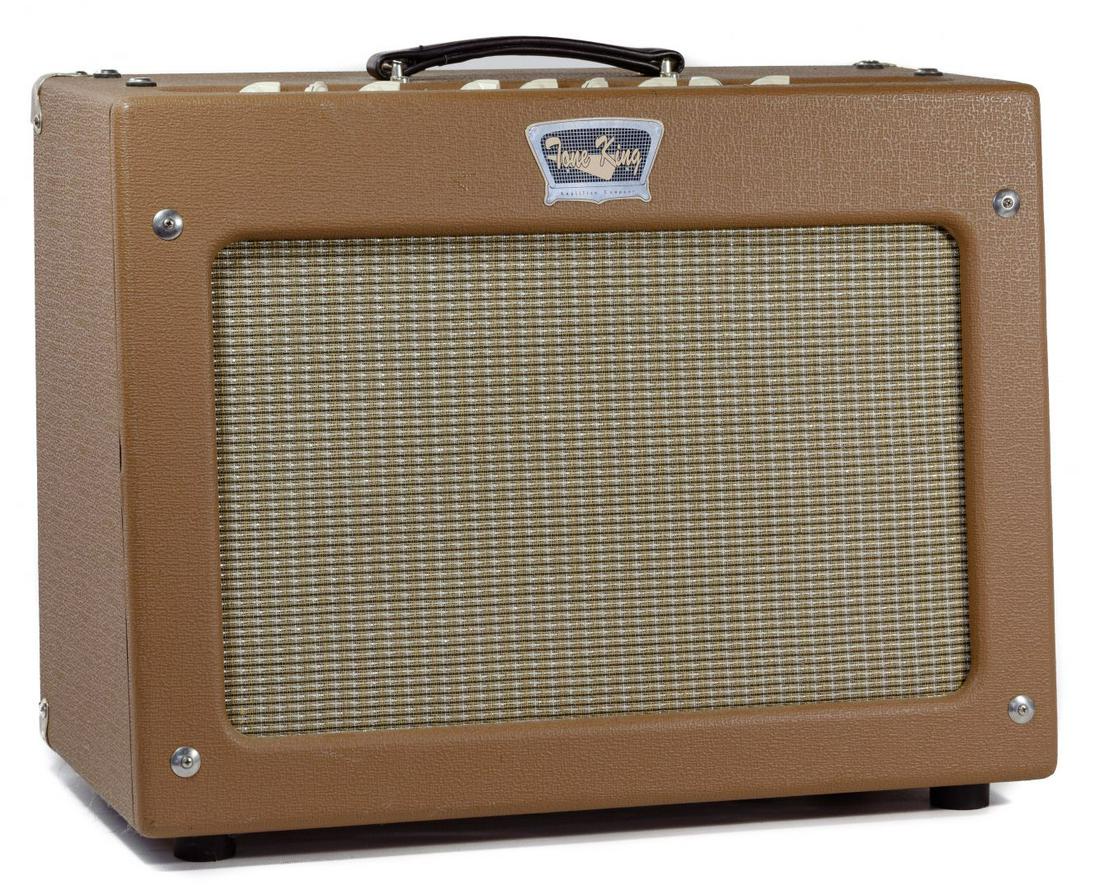 Tone King Sky King Amplifier: Tone King Sky King Amplifier Two channel 35-Watt guitar combo tube amplifier having a 1x12' Celestion speaker and brown / beige cabinet, two button foot switch, cable; property from a Waukegan, Illino