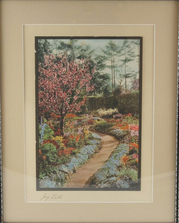 Wallace Nutting (1861 - 1941) 'Joy Path': Wallace Nutting (1861 - 1941) 'Joy Path' garden path hand-tinted photograph. Unsigned. DIMENSIONS: 6 1/2 x 9 CONDITION: Good Condition ESTIMATE: $60-$100 uest.