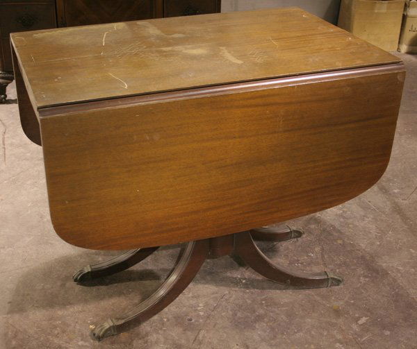 Duncan Phyfe Drop Leaf Table: Duncan Fife Drop Leaf Table DIMENSIONS: 30t 60w 40d CONDITION: Good Condition ESTIMATE: $50-$100 uest.
