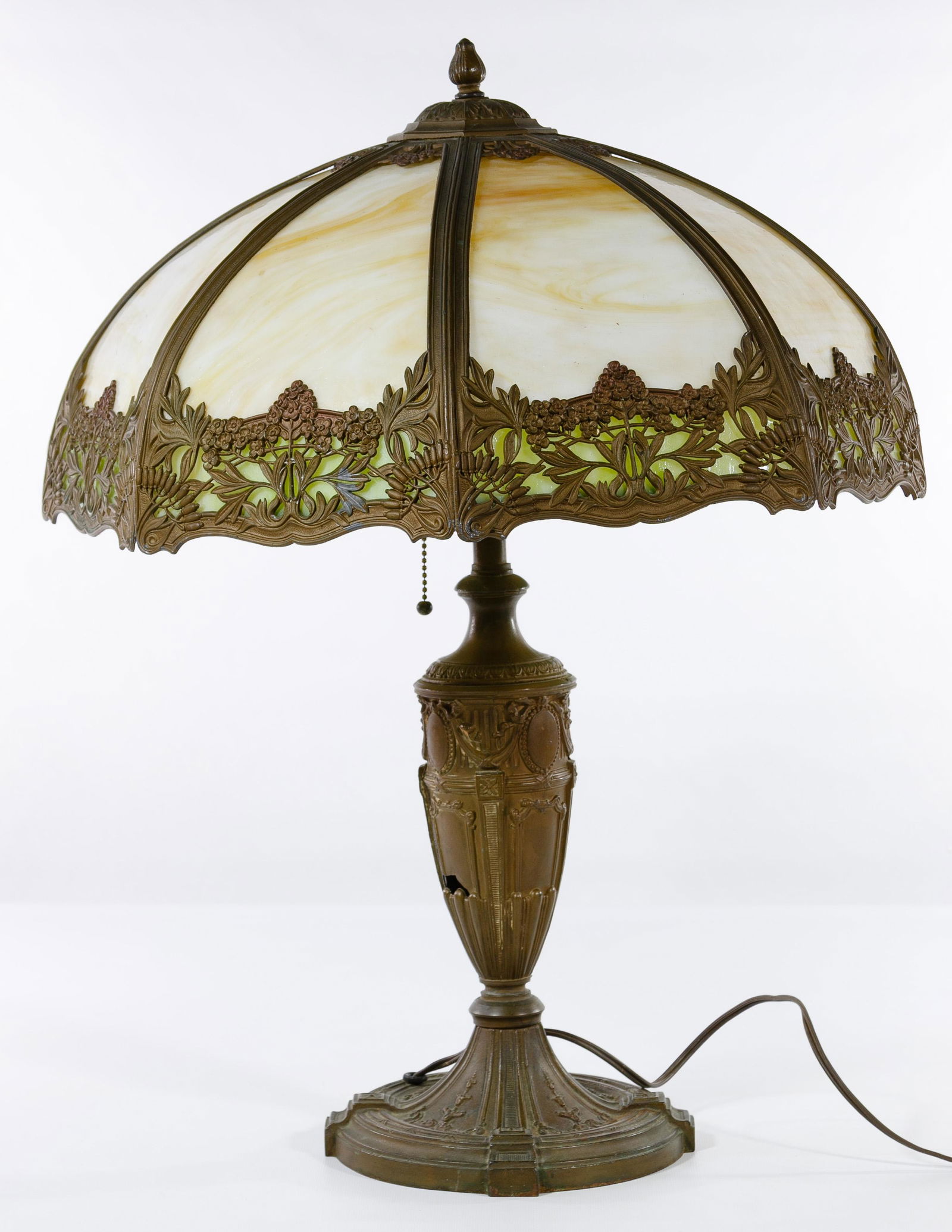 Art Nouveau Style Slag Glass Table Lamp (1 of 5)