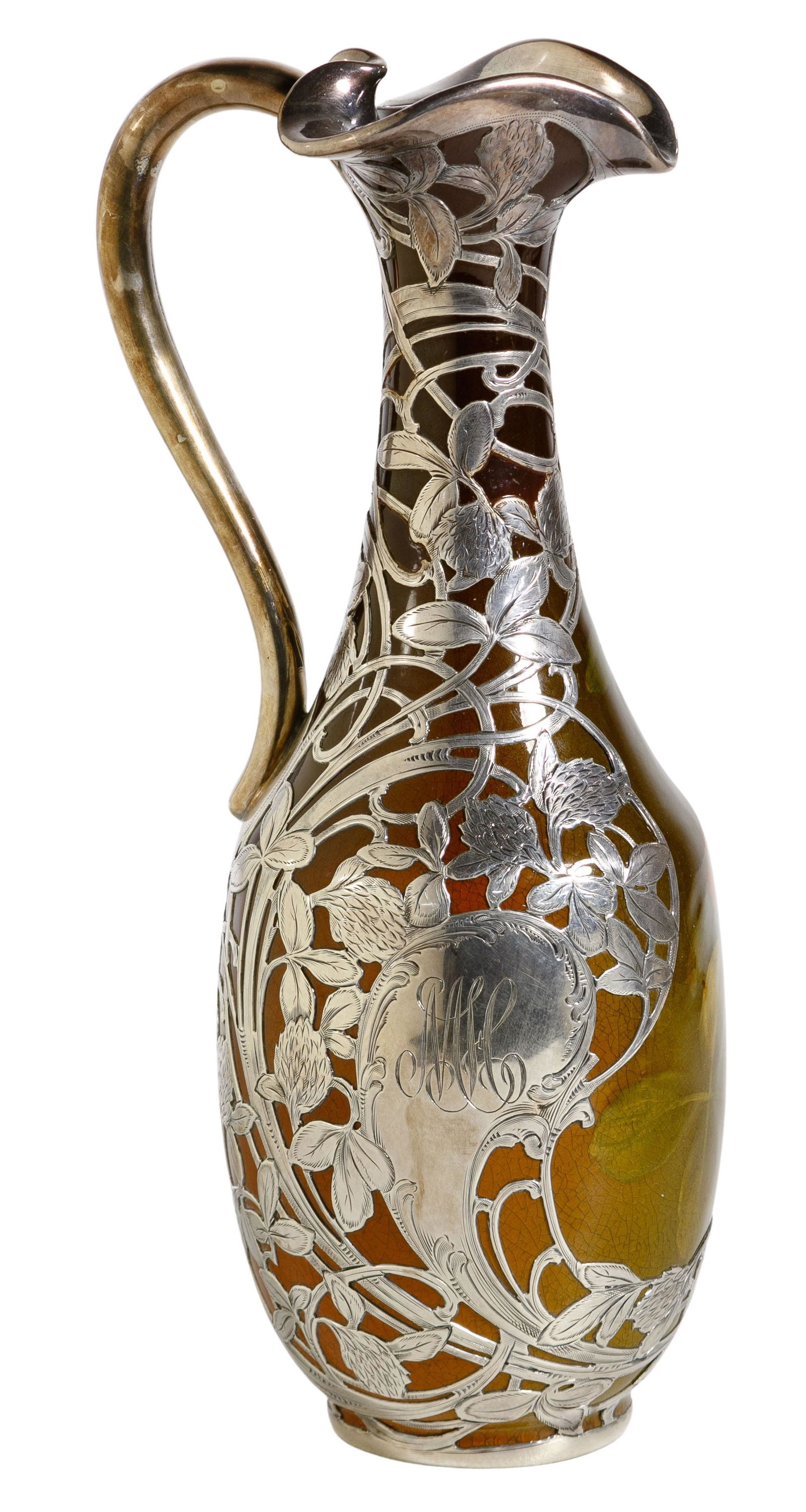 C C Linderman for Rookwood Pottery Ewer with Sterling (1 of 6)