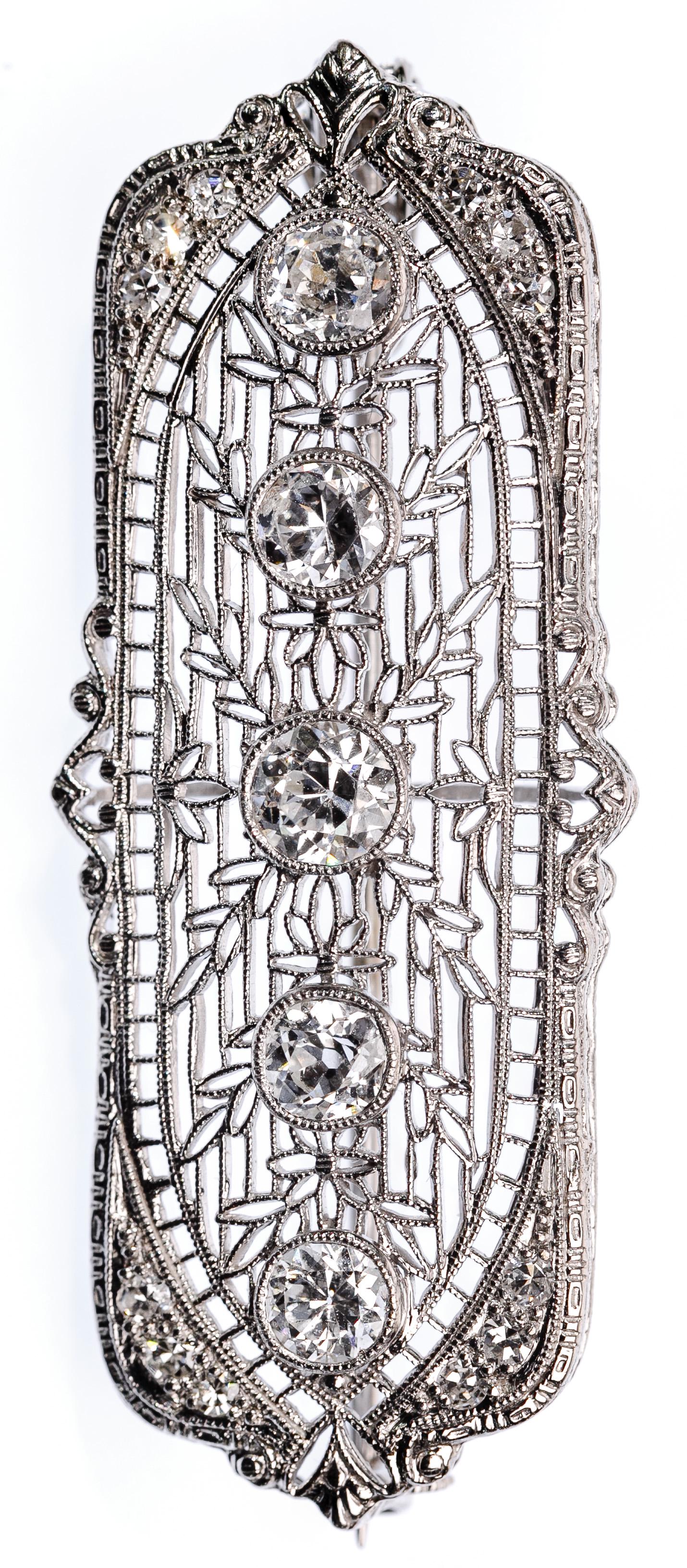 Platinum, 10k White Gold and Diamond Pendant / Brooch (1 of 2)