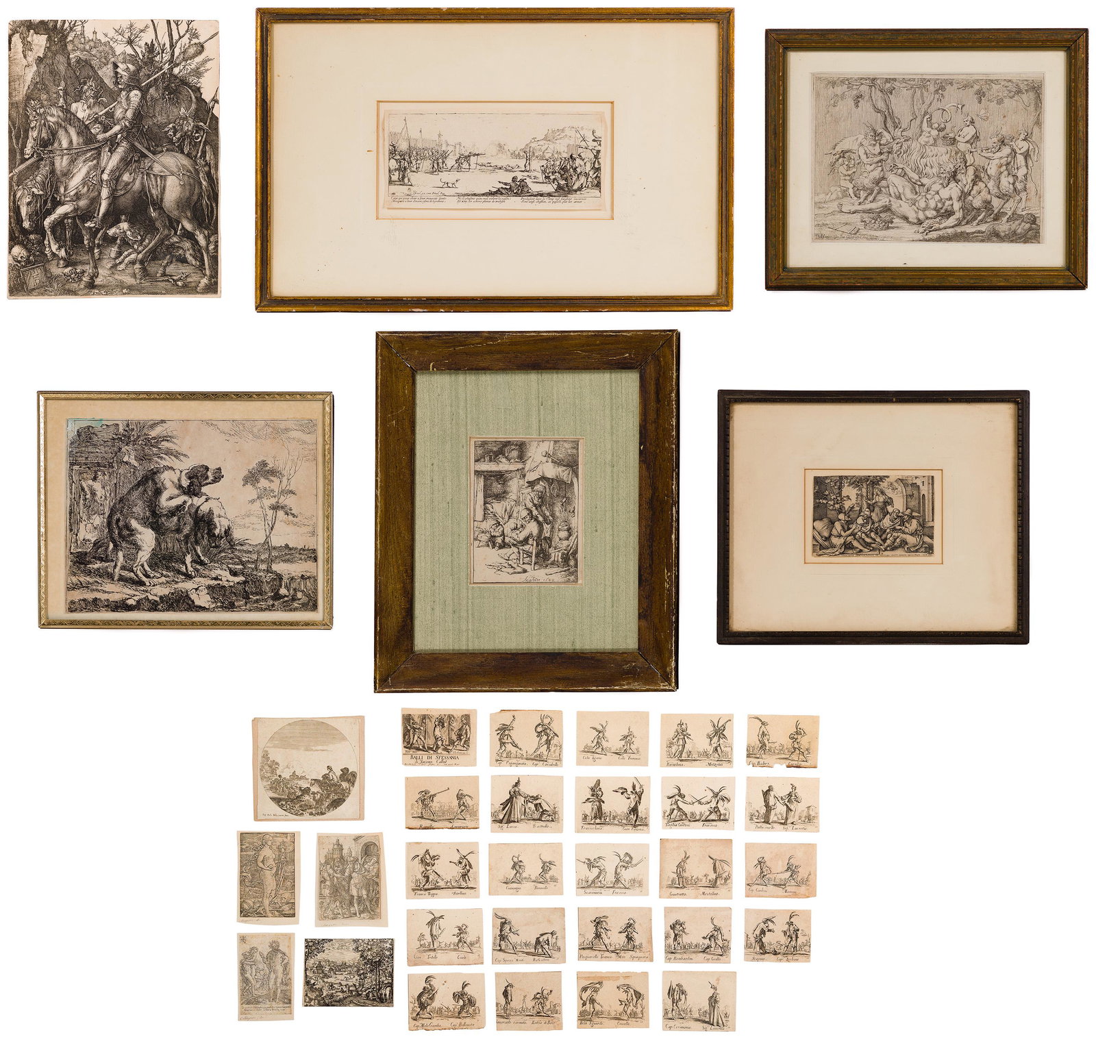 (After) Albrecht Durer (German, 1471-1528) 'Knight,: (After) Albrecht Durer (German, 1471-1528) 'Knight, Death and the Devil' Copper Engraving on Laid Paper Undated, printed insignia lower left, depicting a Gothic scene of a knight on horseback flanked