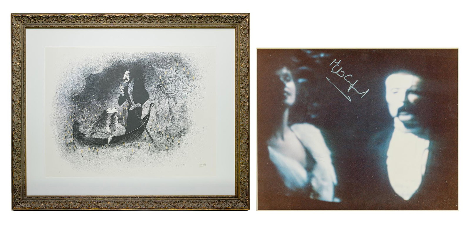 Al Hirschfeld (American, 1903â€“2003) 'Phantom of the: Al Hirschfeld (American, 1903â€“2003) 'Phantom of the Opera, The Journey' Lithograph Undated, signed lower right, #73/50 lower left, depicting Christine and Erik in a boat surrounded 