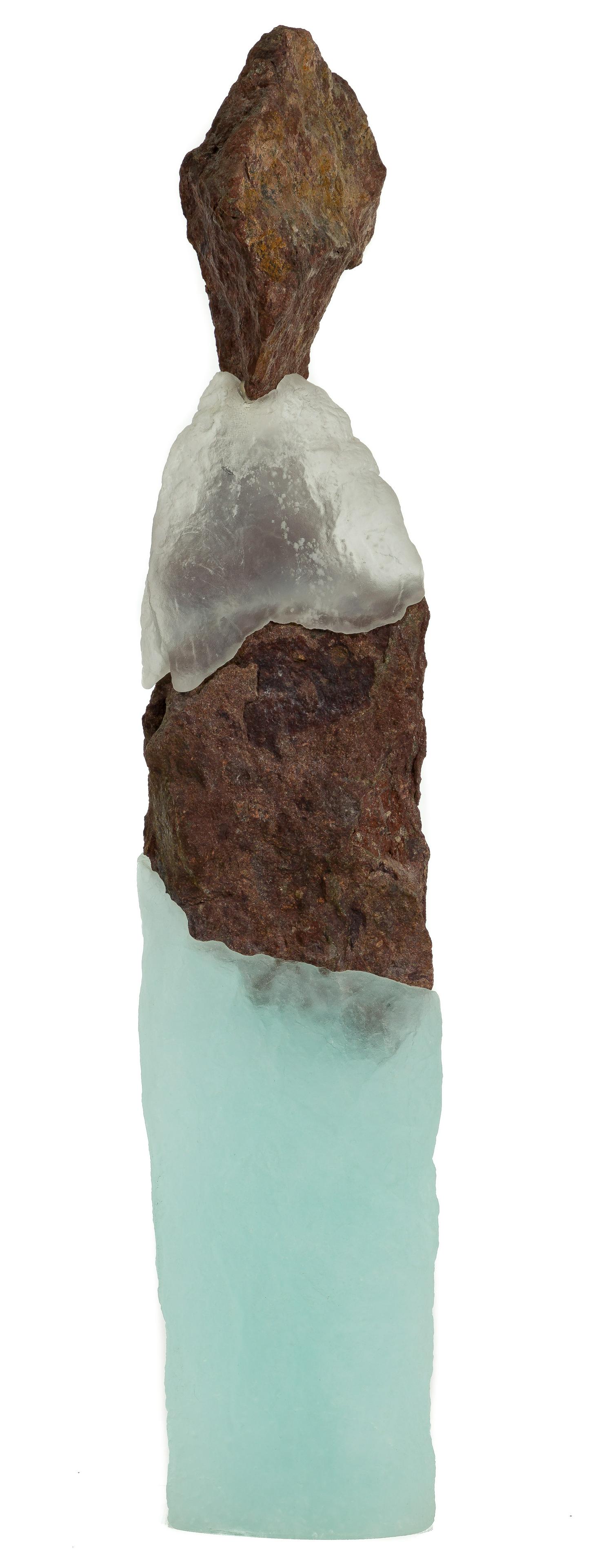 Thomas Scoon (American, b.1961) 'Gathering Figure #1': Thomas Scoon (American, b.1961) 'Gathering Figure #1' Cast Glass and Slate Sculpture 1994, signed, titled and dated on underside, depicting an abstracted figure in layers of stone and frosted glass Pr