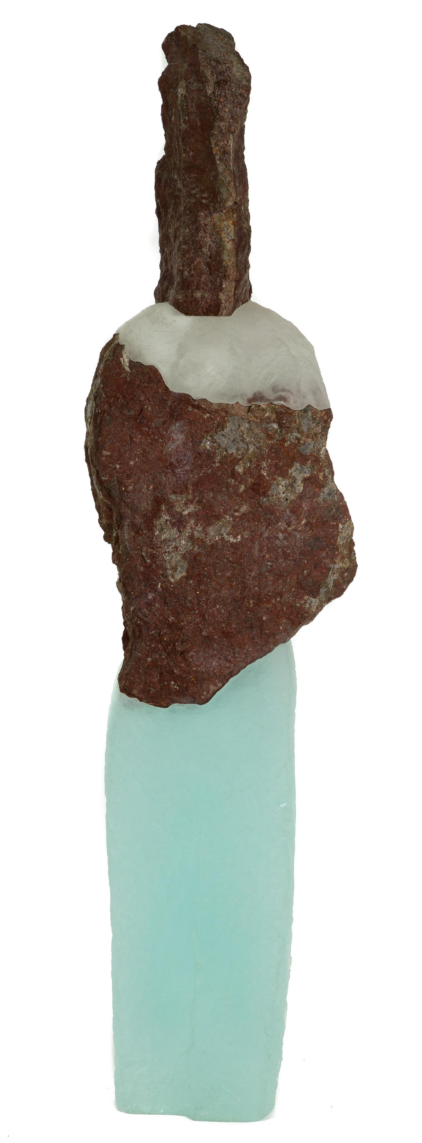 Thomas Scoon (American, b.1961) 'Gathering Figure #4': Thomas Scoon (American, b.1961) 'Gathering Figure #4' Cast Glass and Slate Sculpture c.1994, unsigned, depicting an abstracted figure in layers of stone and frosted glass Property from: a Burr Ridge,