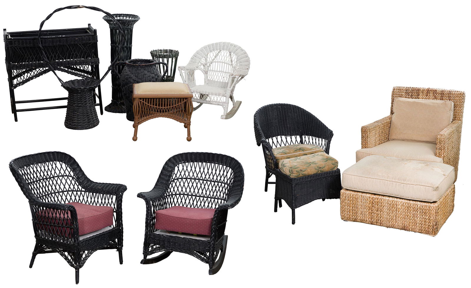 Wicker Furniture and Planter Assortment (1 of 4)
