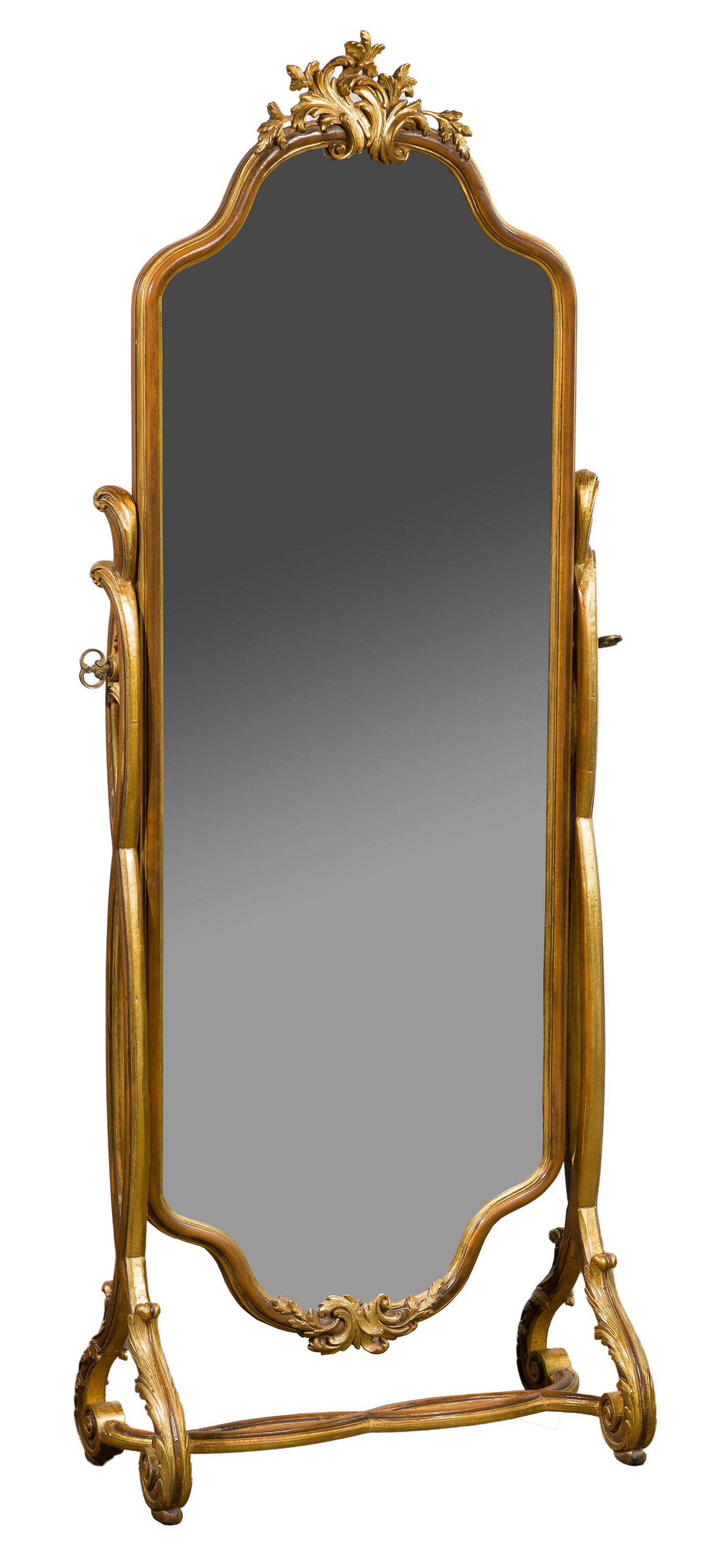 Gilt and Painted Wood Cheval Mirror (1 of 2)