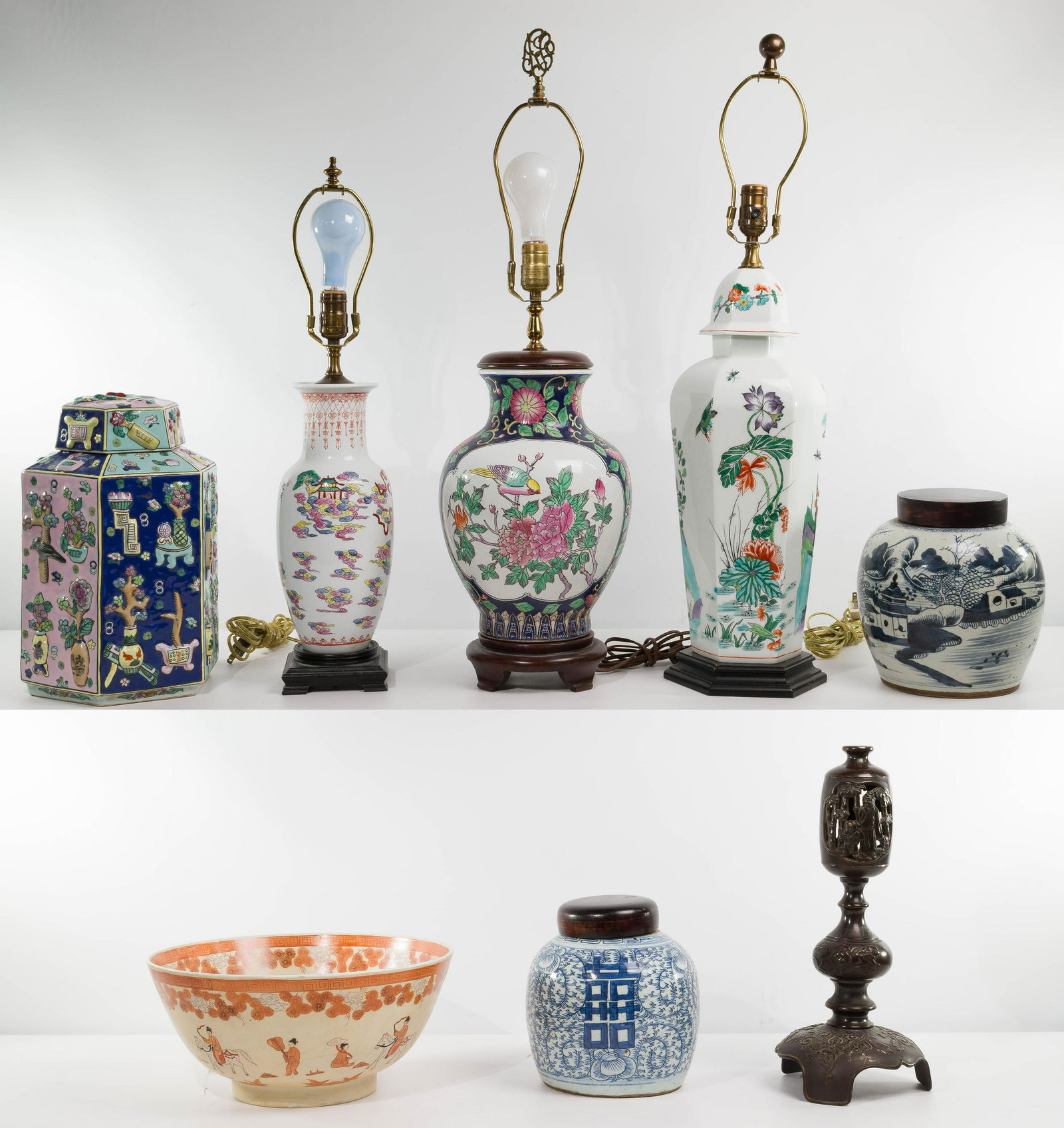 Asian Lamp and Ceramic Assortment (1 of 3)