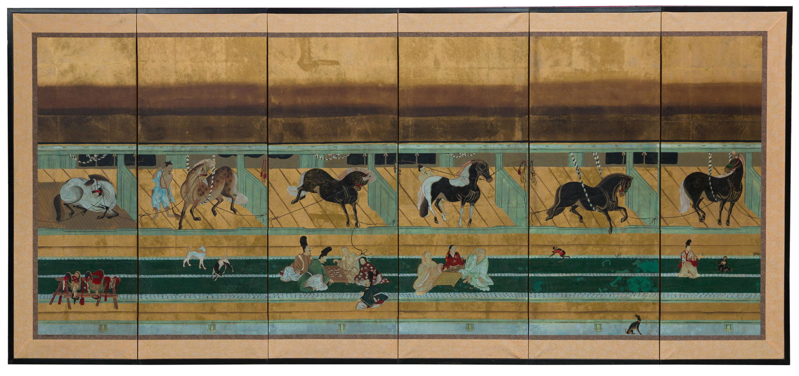 Japanese Gouache on Paper Screen after "Horses and Groo (1 of 5)