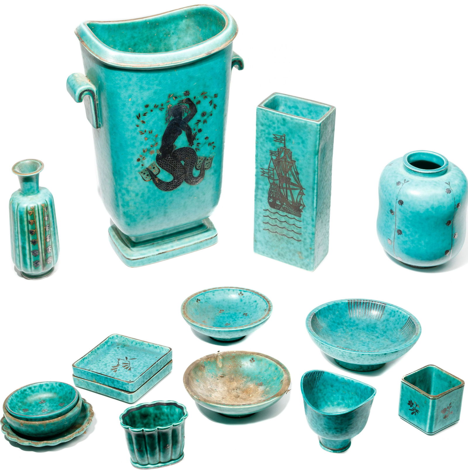 Gustavsberg Argenta Silver Overlay Pottery Assortment (1 of 7)