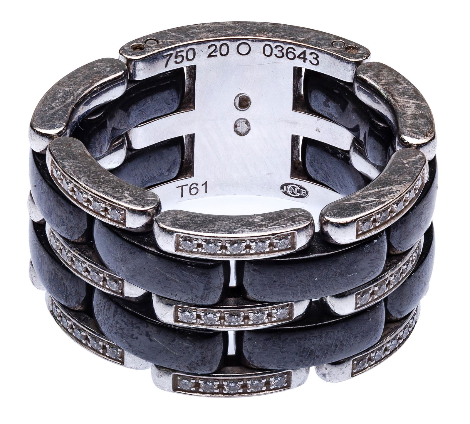 Chanel 18k White Gold, Hematite and Diamond Ring (1 of 2)