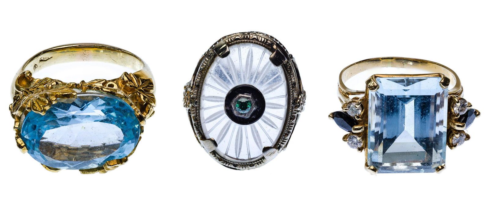 14k Yellow and White Gold, Rock Crystal, Sapphire and (1 of 2)