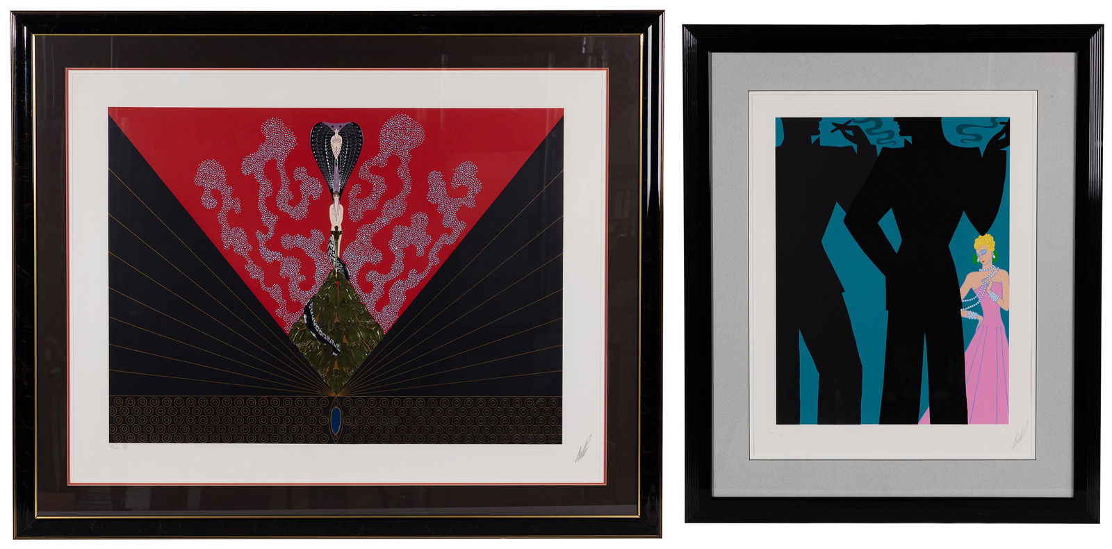 Erte (Romain de Tirtoff) (Russian / French, 1892-1990): Erte (Romain de Tirtoff) (Russian / French, 1892-1990) Serigraphs (2) items including 'Triumph of the Courtesan' 1989, pencil signed lower right, #155/200, depicting a multitude of males paying homage