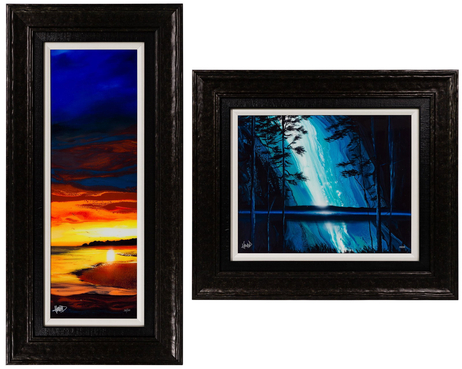 Howard Ashton (American, b.1979) 'Last Light' and: Howard Ashton (American, b.1979) 'Last Light' and 'Forest Light' Digital Prints Undated, both signed lower left and numbered lower right; 'Last Light' #32/100 depicting a beach landscape at sunset; an