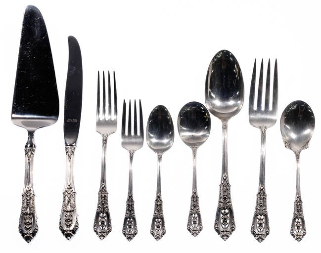 Wallace "rose Point" Sterling Silver Flatware Service
