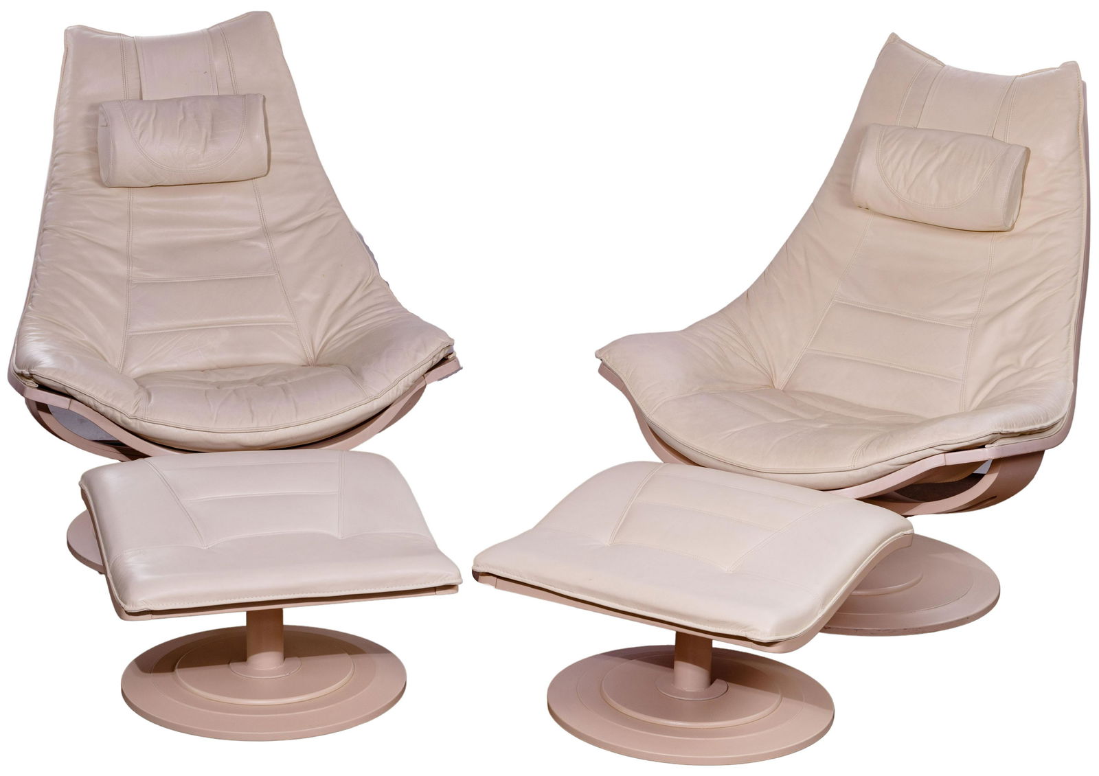 Nelo Swedish Modern Leather Chairs and Ottomans (1 of 2)