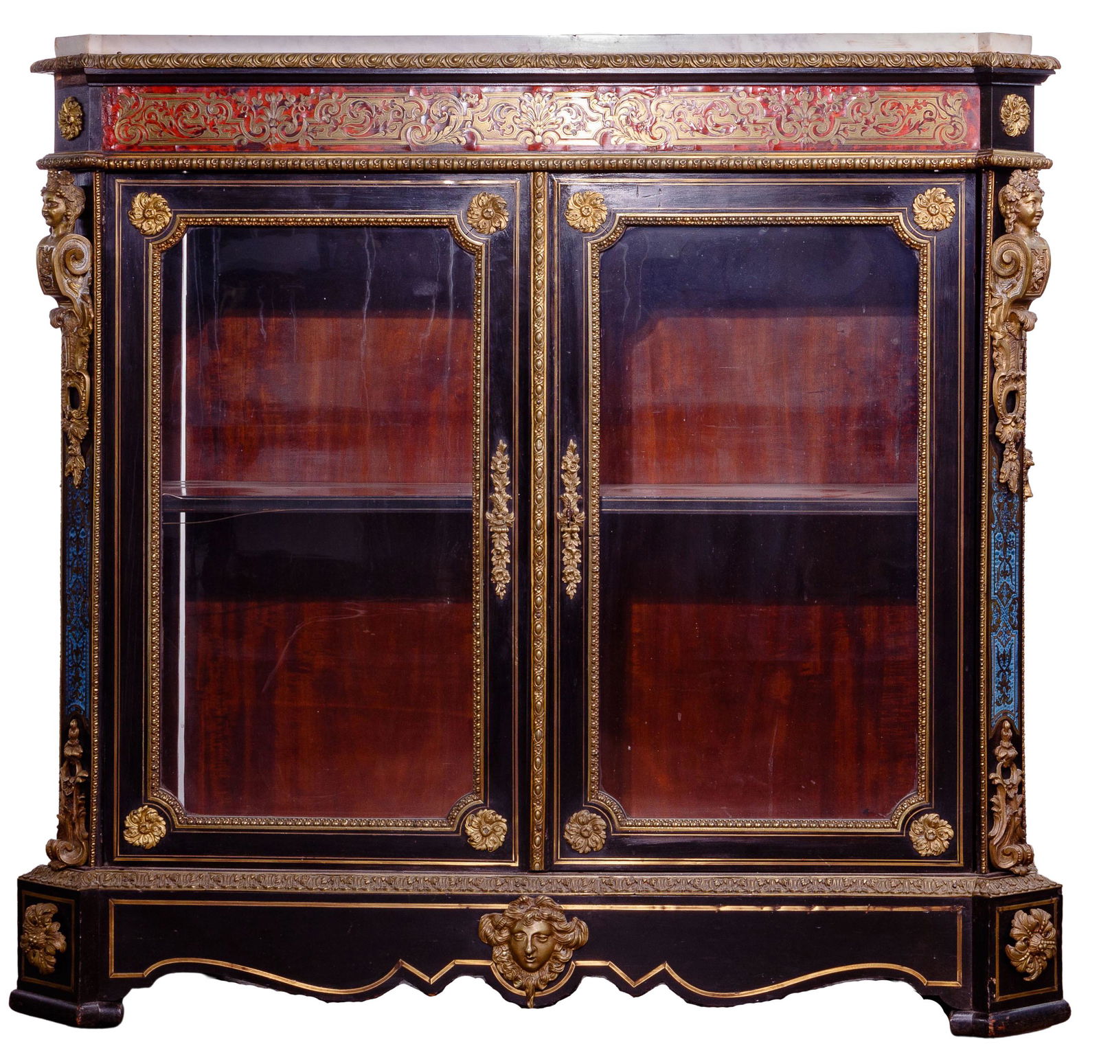 Boulle Style Marble Top Cabinet (1 of 11)