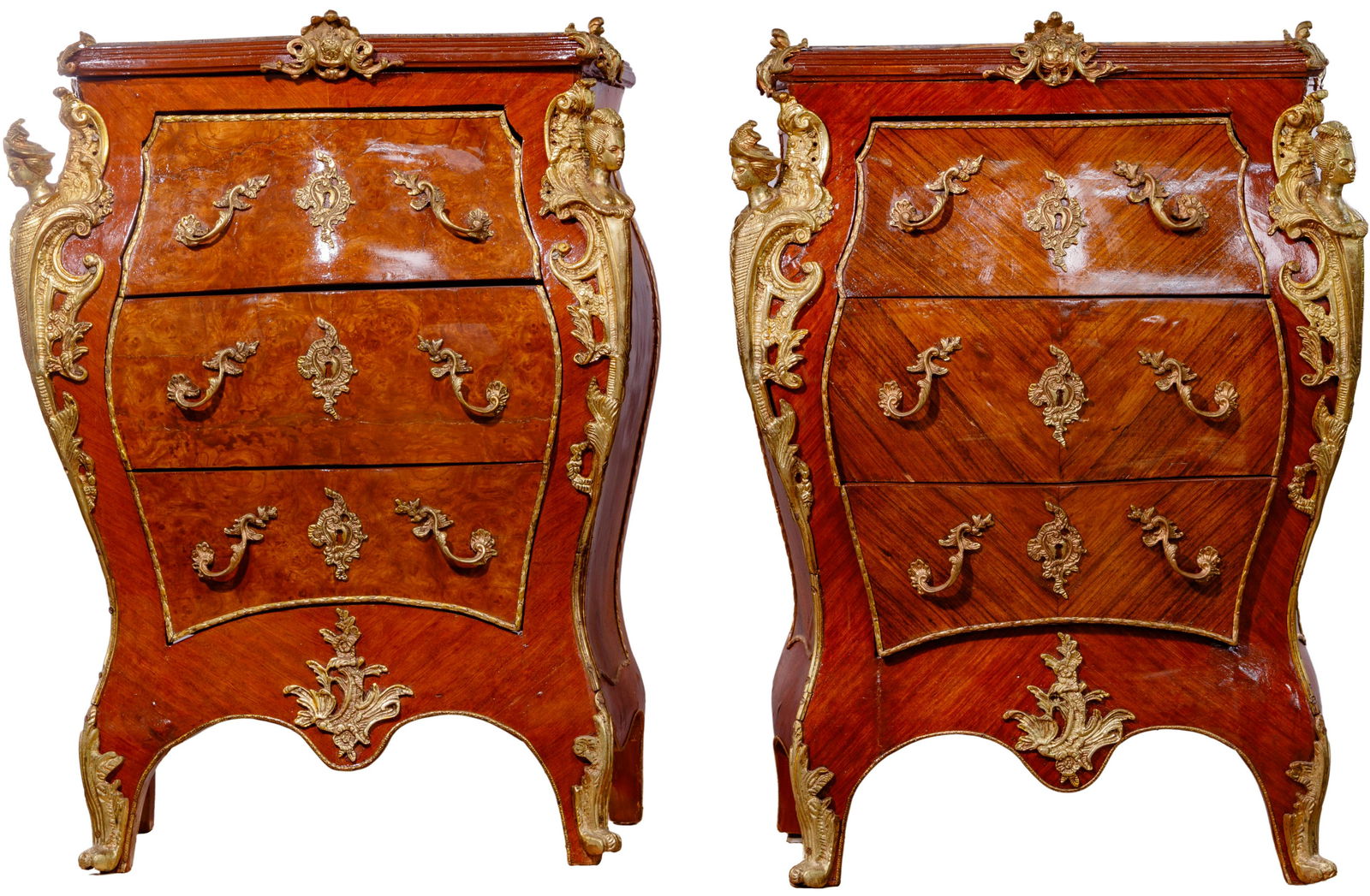 Rococo Revival Style Marble Top Bombe Chests (1 of 13)