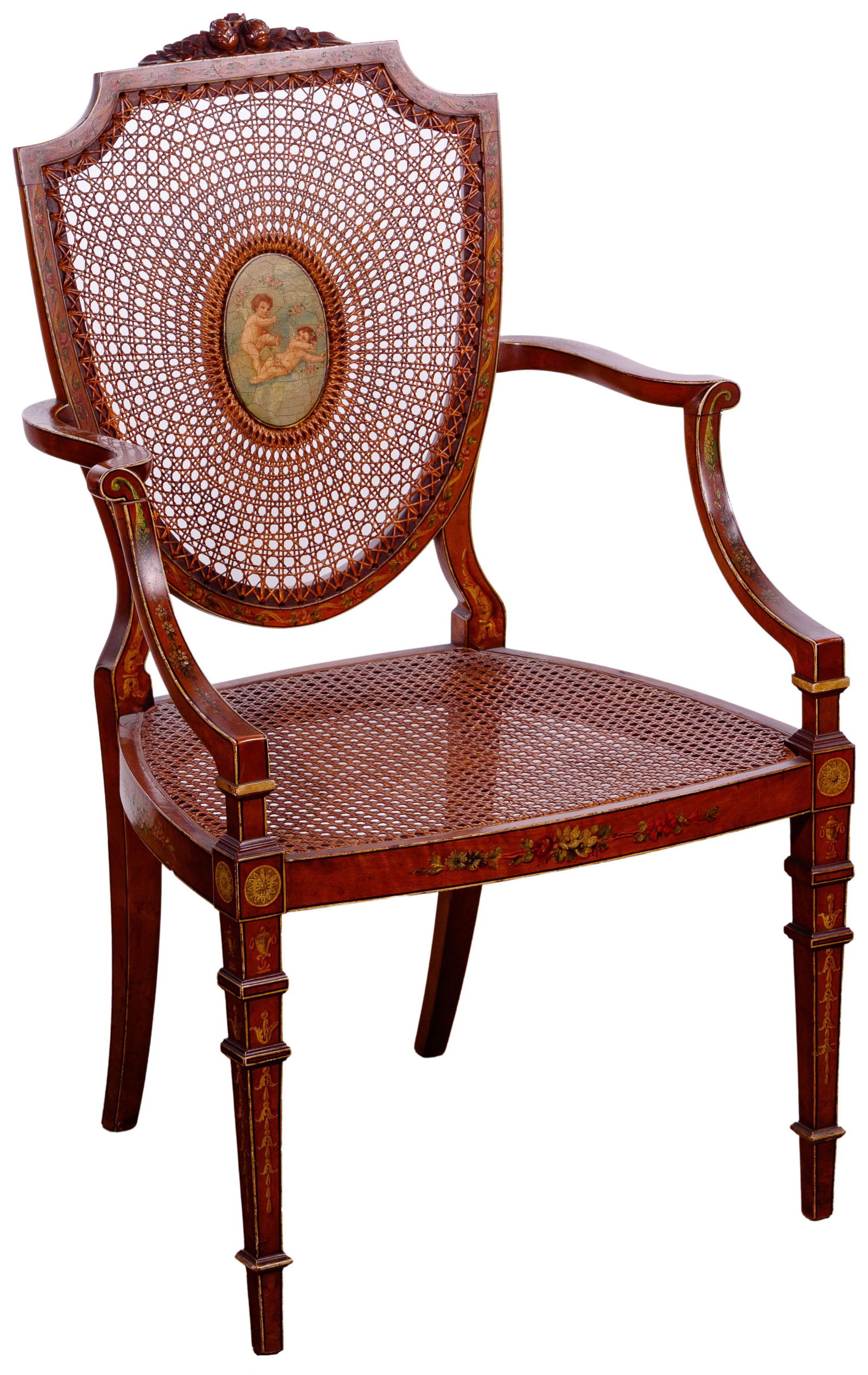Victorian Mahogany and Cane Shield Back Armchair (1 of 4)