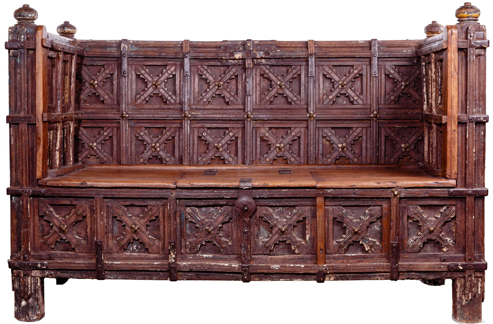 Gothic Revival Style Carved Wood Settee (1 of 6)
