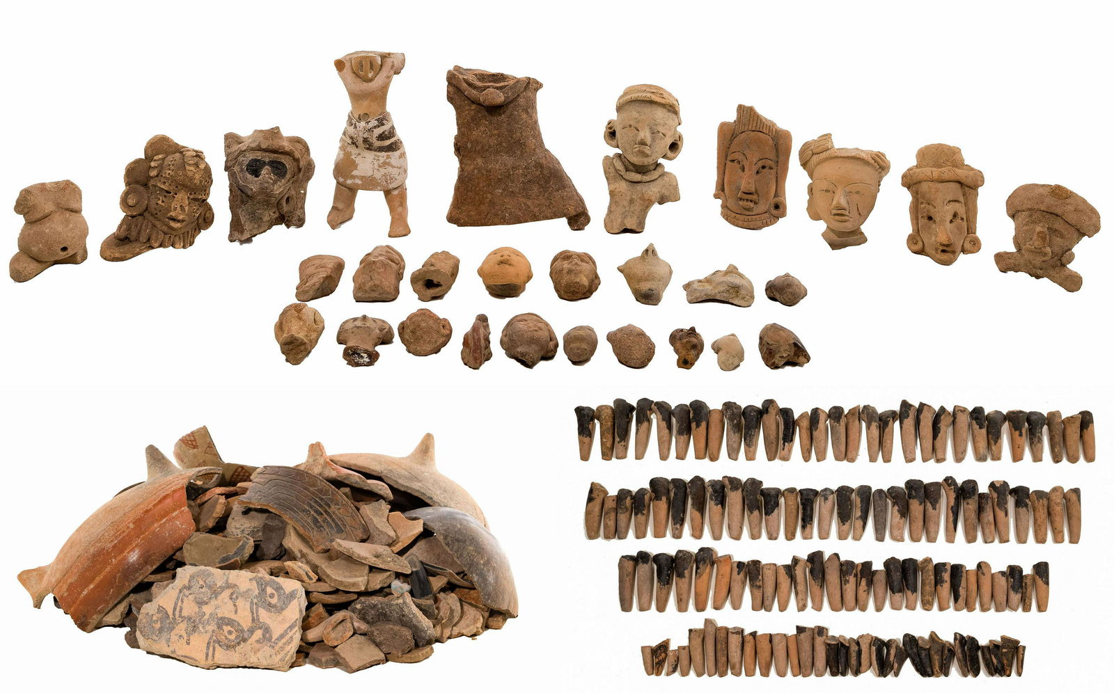 Pre-Columbian Figurine Fragment and Pottery Shard (1 of 6)