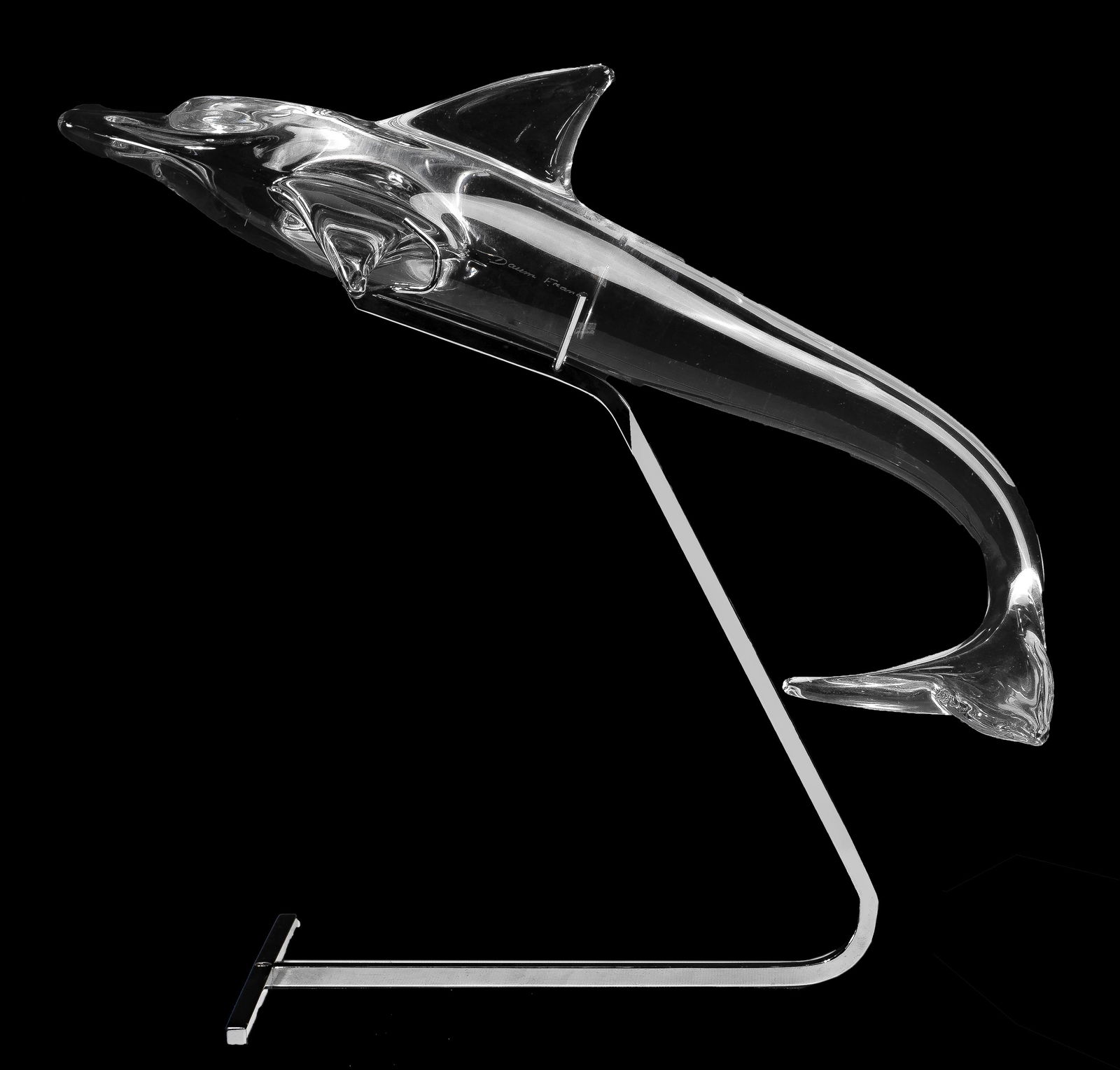 Daum Crystal Dolphin with Chrome Stand (1 of 3)