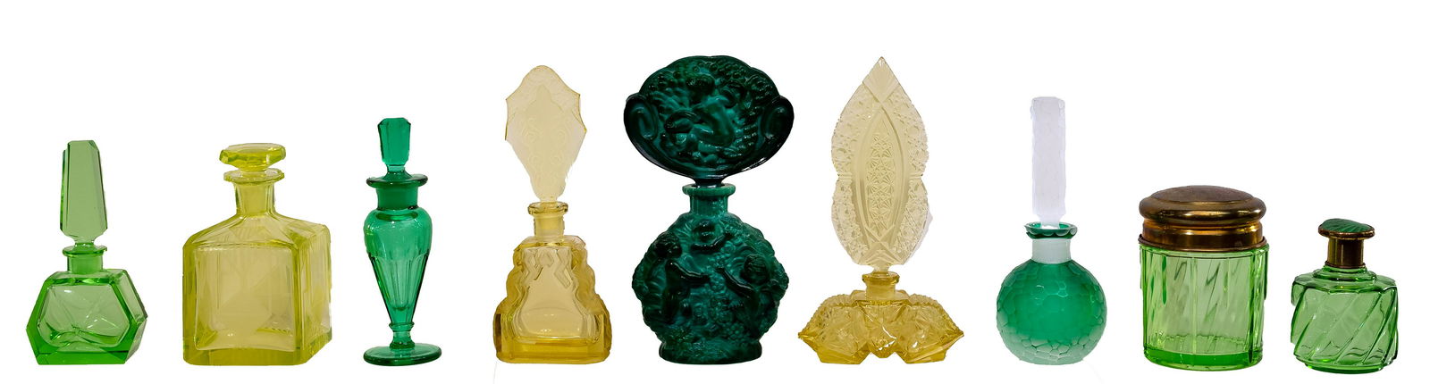 Malachite and Glass Perfume Bottle Assortment (1 of 5)