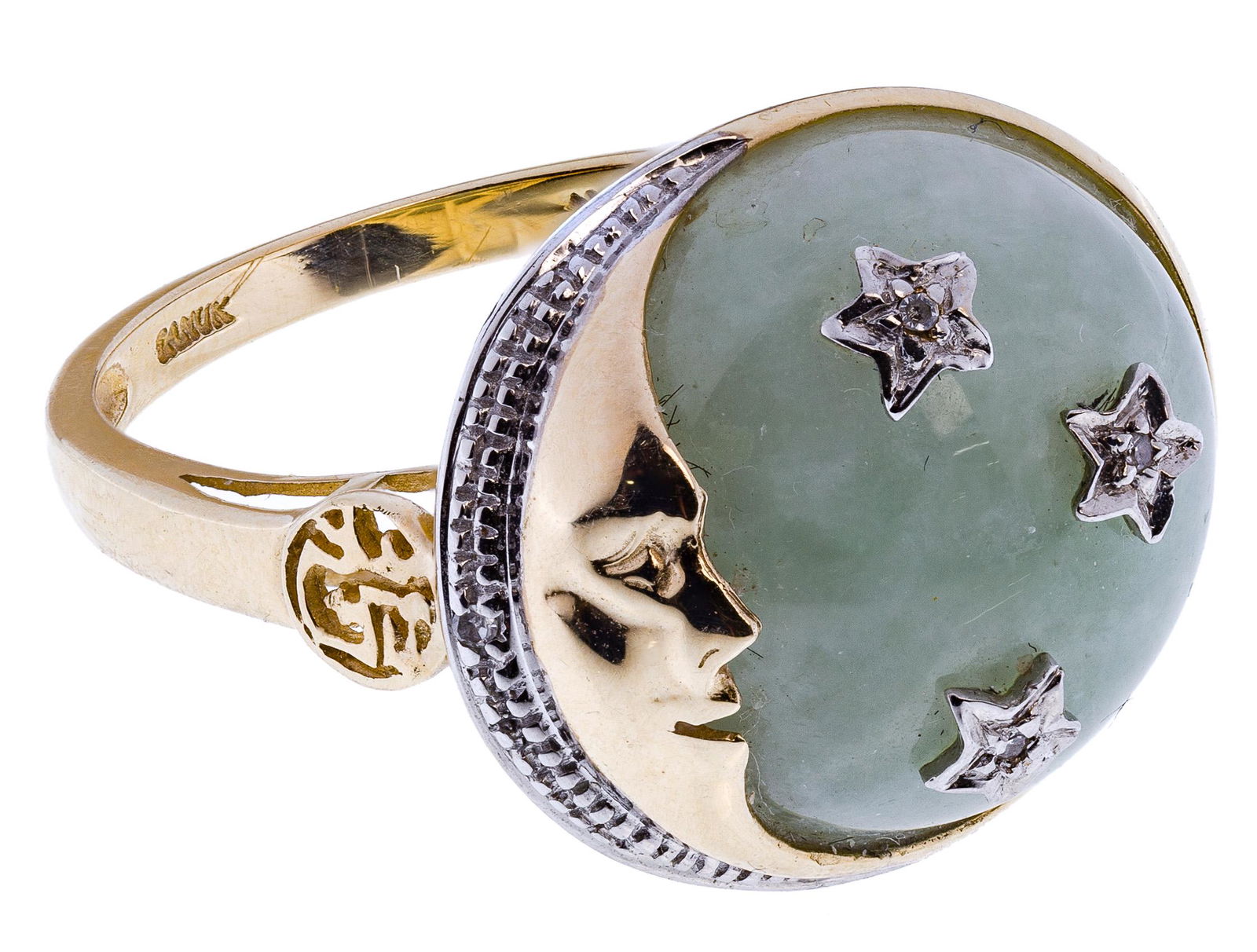 Marked 14k Fzn Vn Jadeite Gold Ring