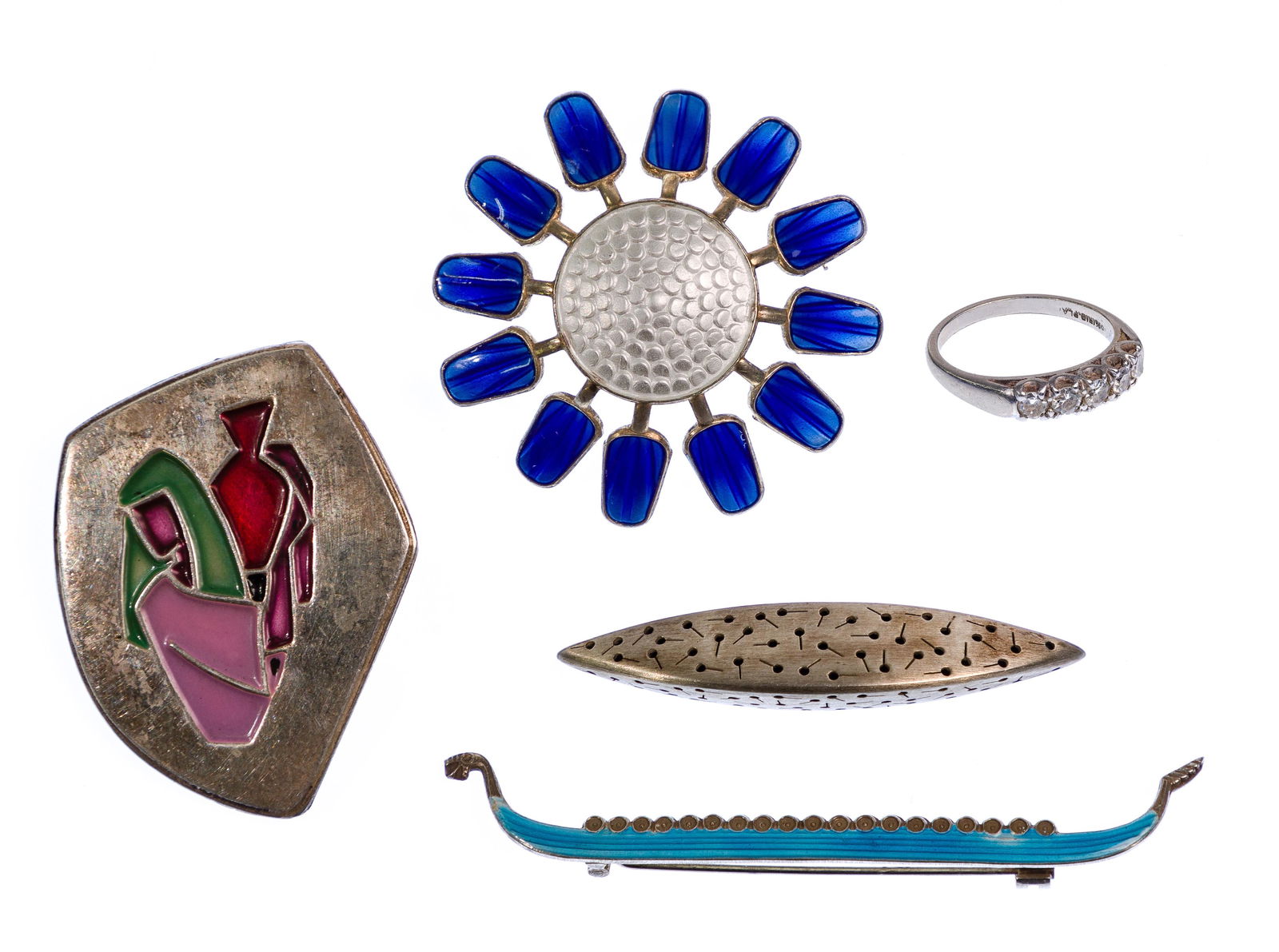 Platinum and Diamond Ring and Sterling Silver Jewelry (1 of 3)