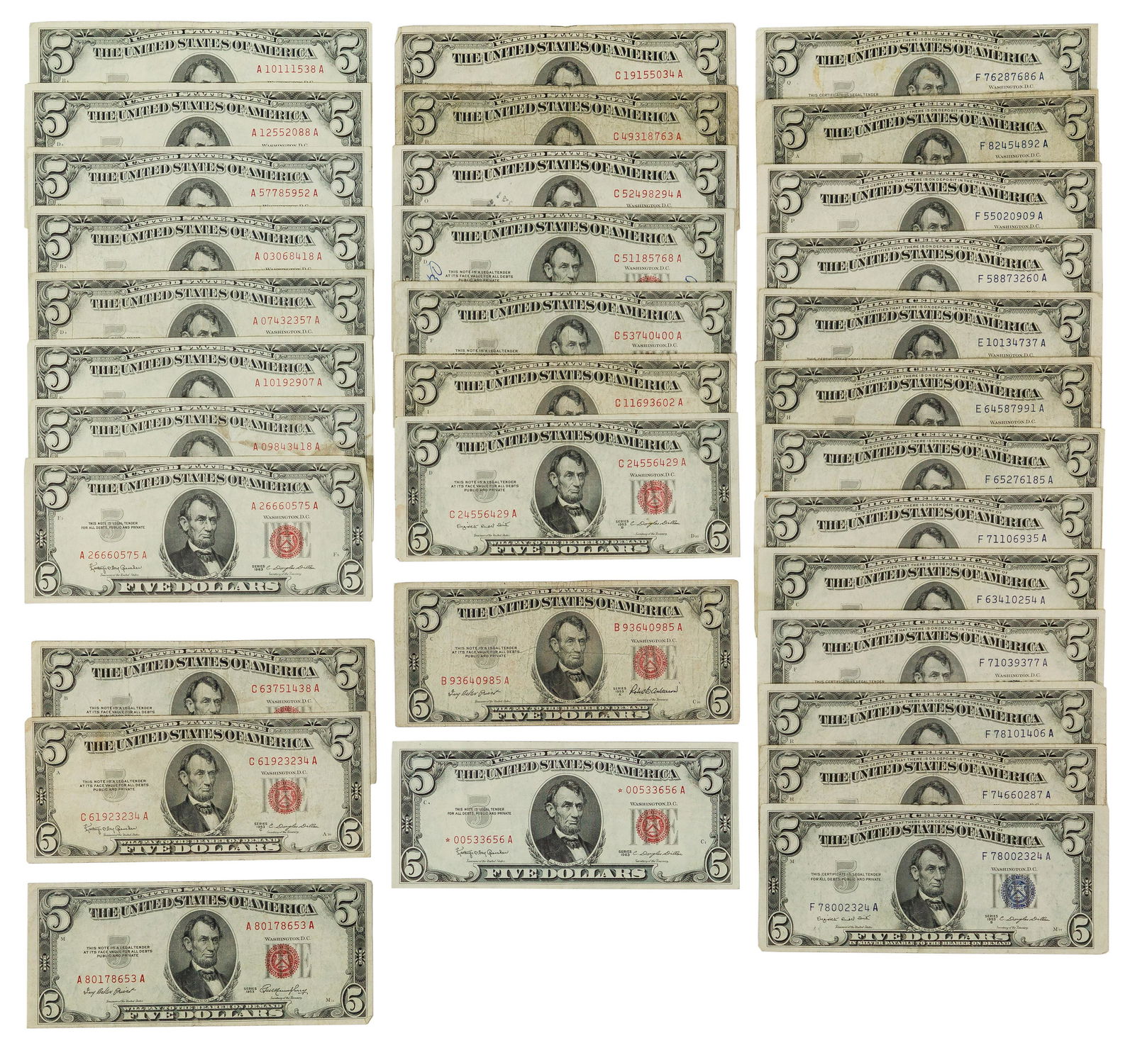 $5 Silver Certificate and Red Seal Assortment (1 of 5)