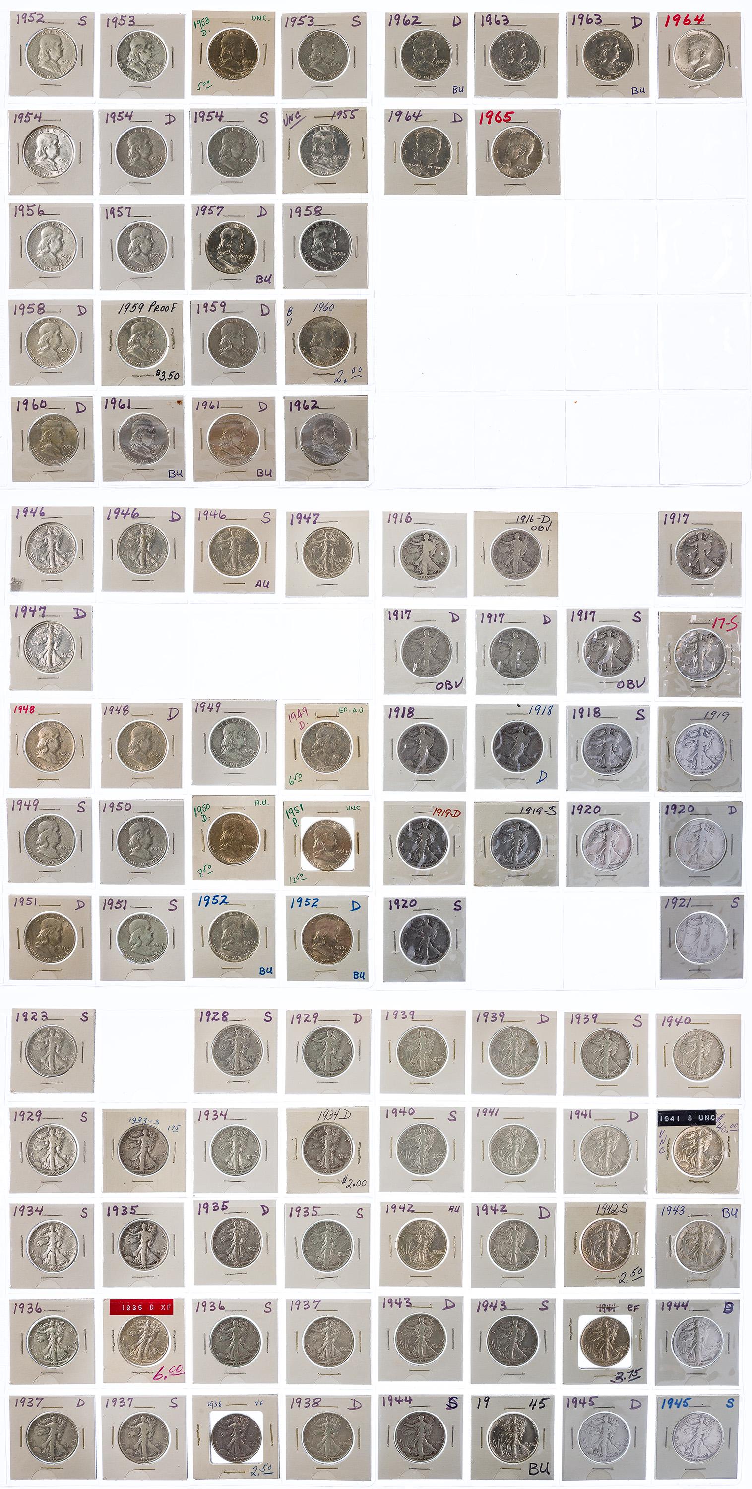 Walking Liberty and Franklin 50c Partial Sets (1 of 4)