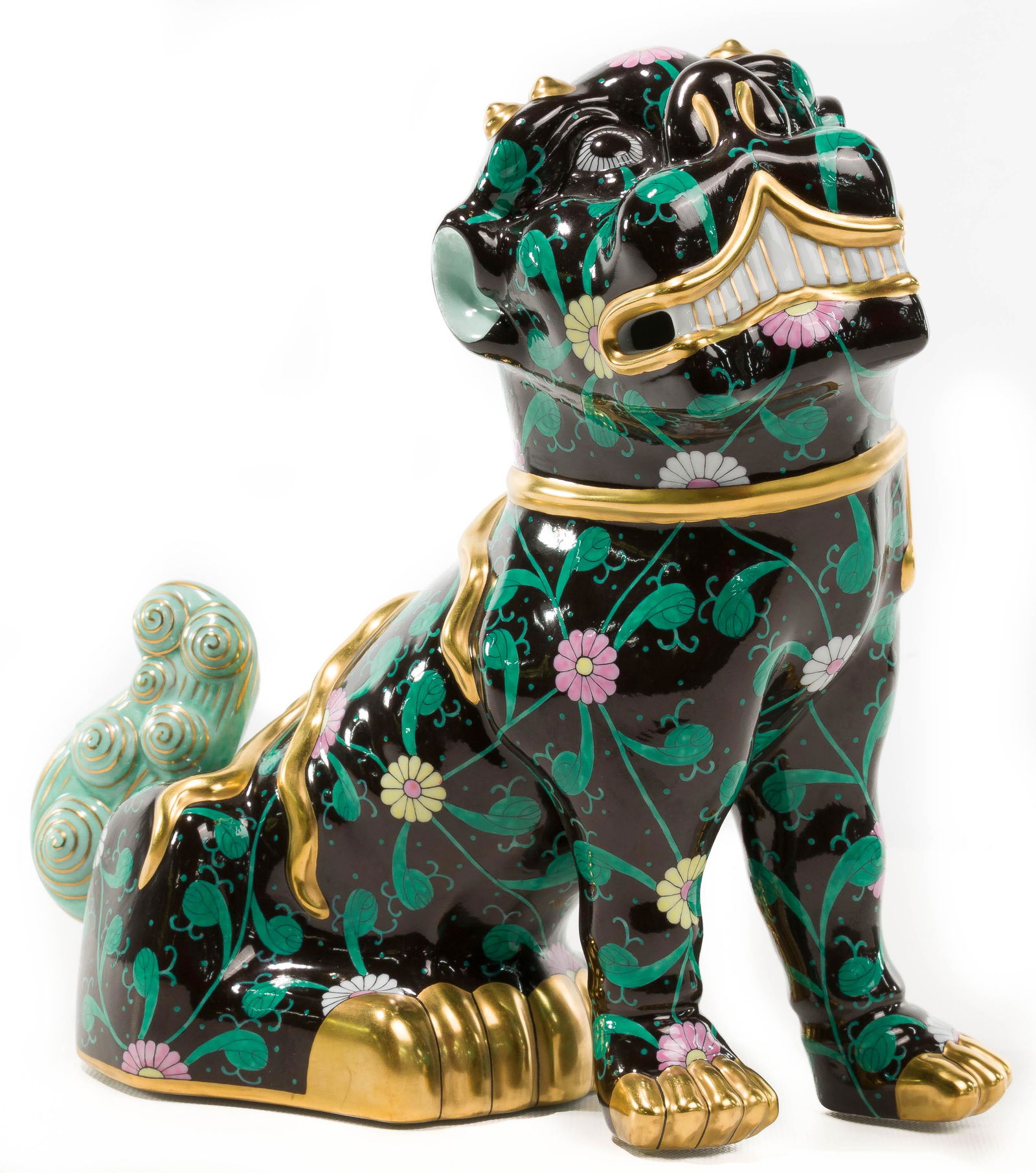 Herend 'Black Dynasty' Porcelain Foo Dog (1 of 5)